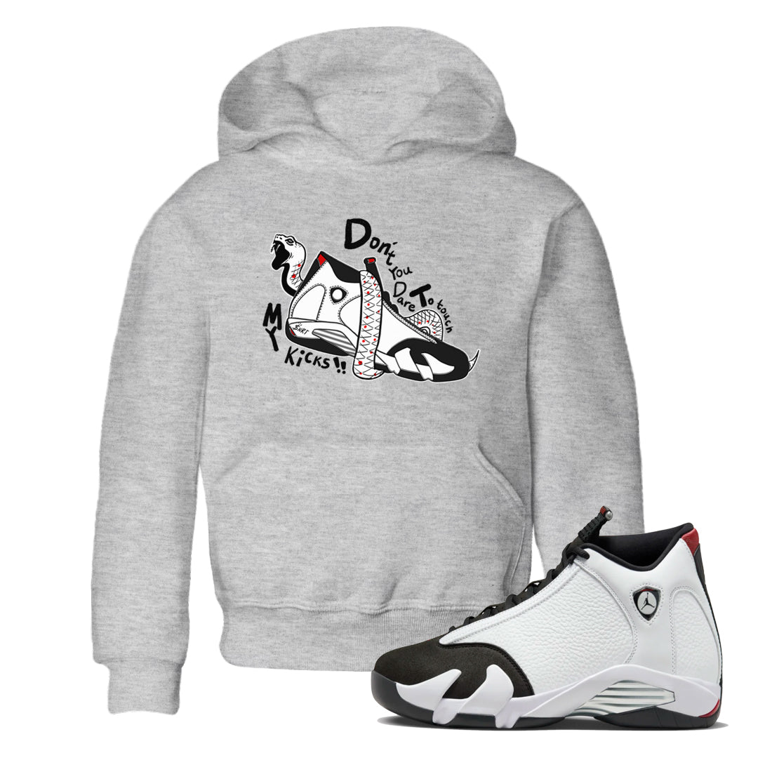 Don't Touch My Kicks snkmatch Tees Kids - Air Jordan 14 Black Toe
