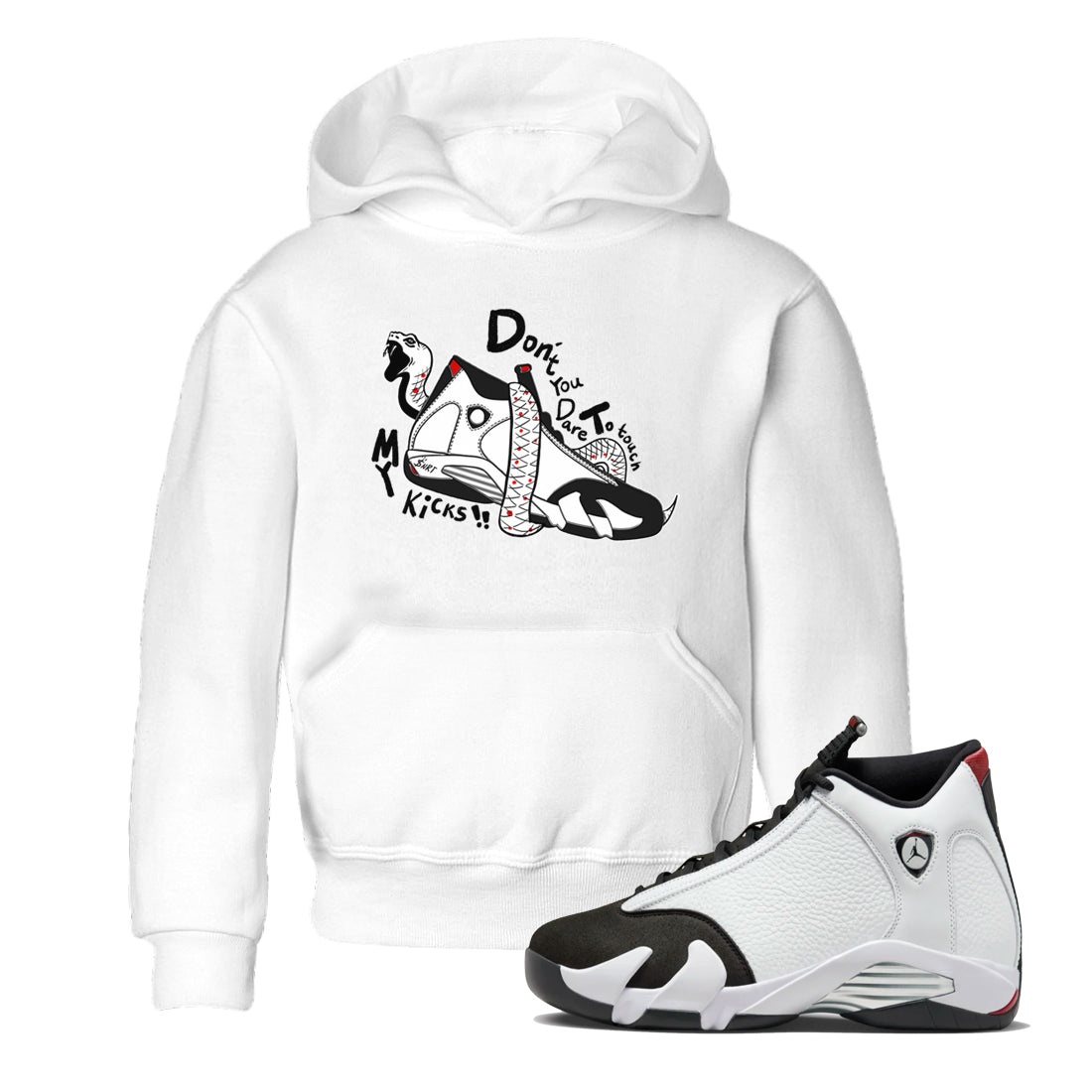 Don't Touch My Kicks snkmatch Tees Kids - Air Jordan 14 Black Toe