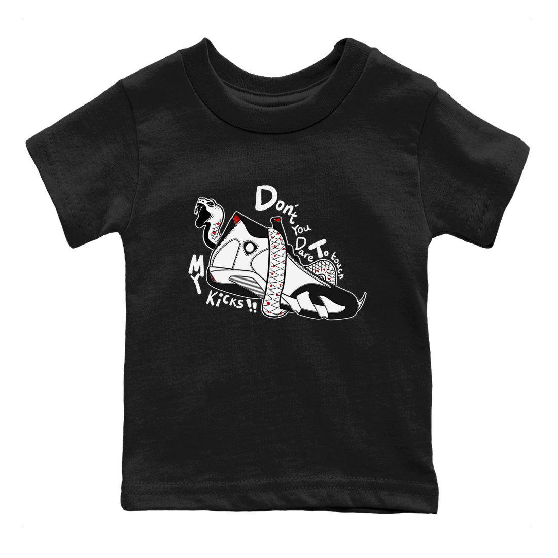 Don't Touch My Kicks snkmatch Tees Kids - Air Jordan 14 Black Toe