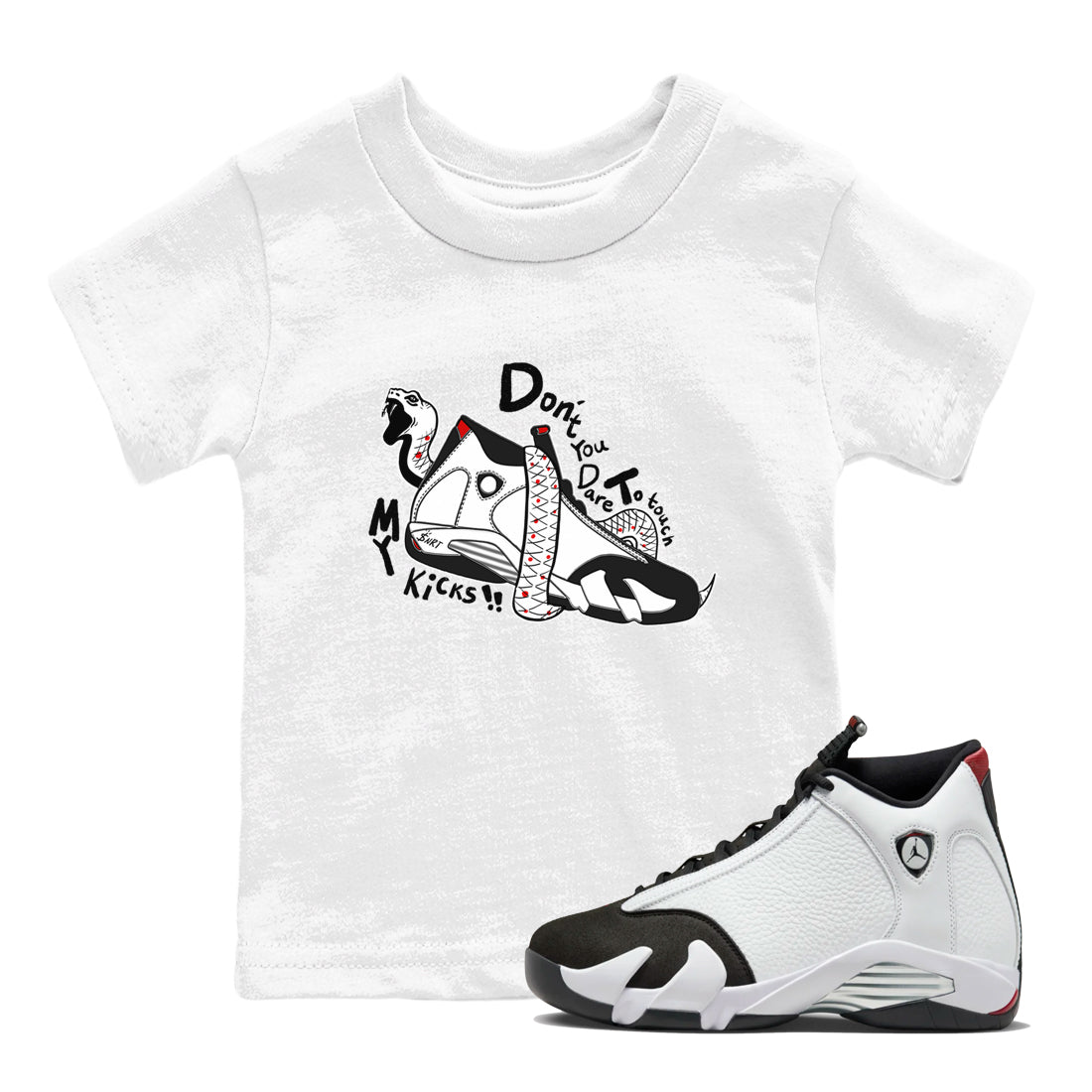 Don't Touch My Kicks snkmatch Tees Kids - Air Jordan 14 Black Toe