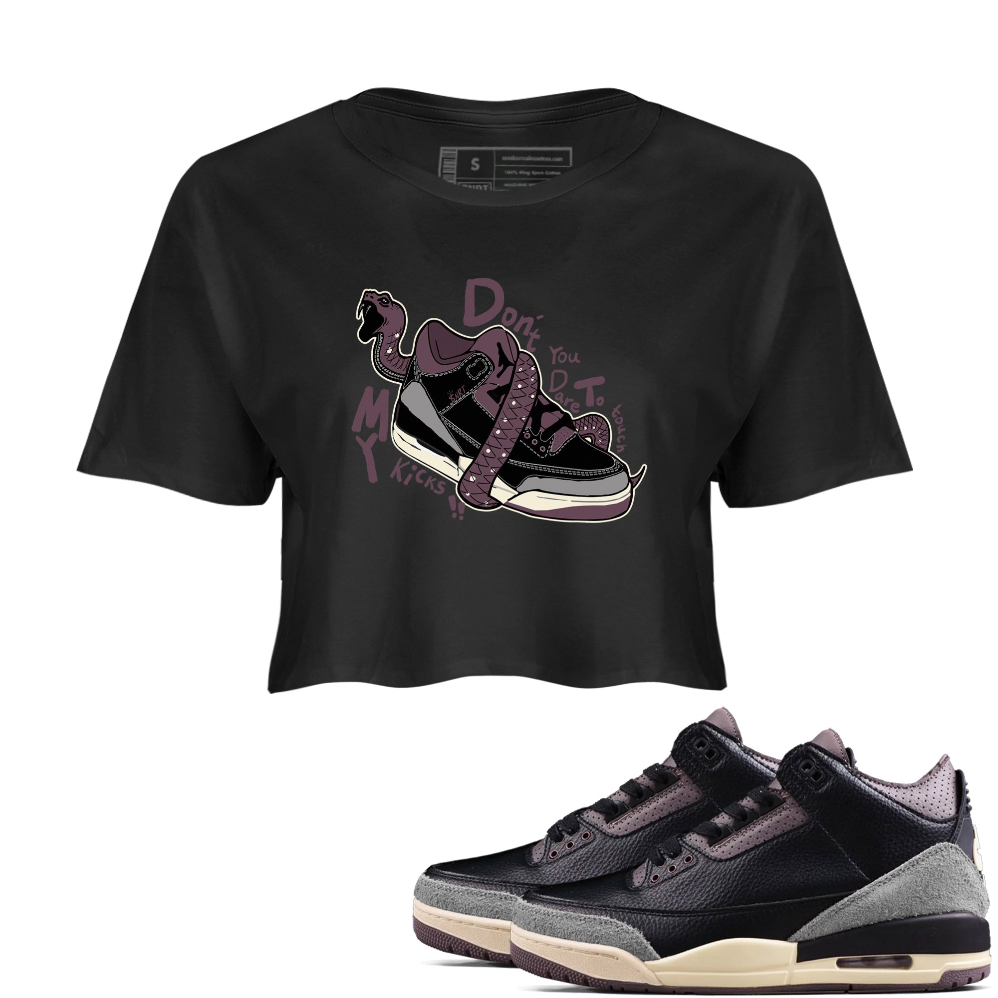 Don't Touch My Kicks snkmatch Women's Top - Air Jordan 3 A Ma Maniere x Black