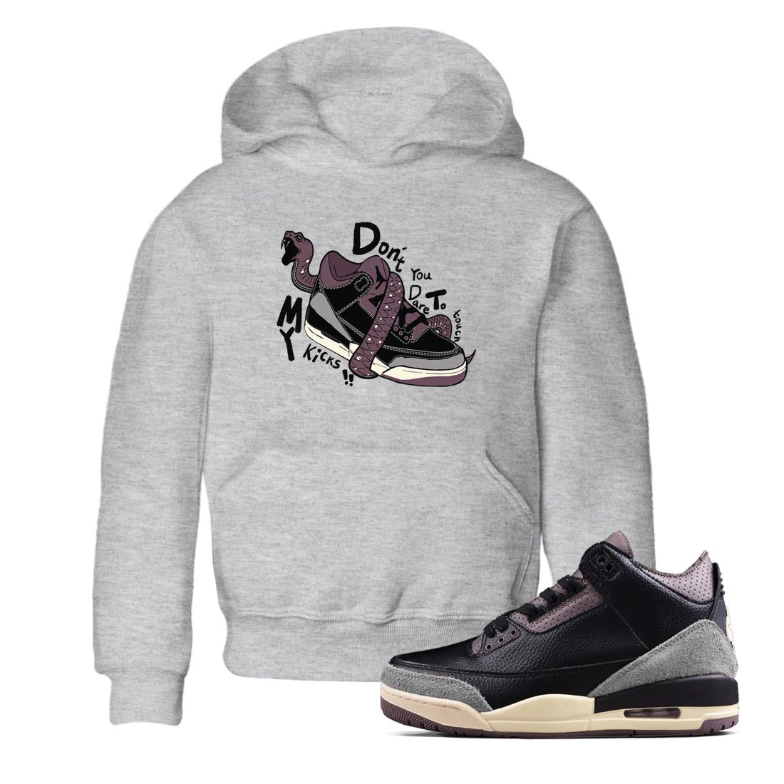 Don't Touch My Kicks snkmatch Tees Kids - Air Jordan 3 A Ma Maniere x Black