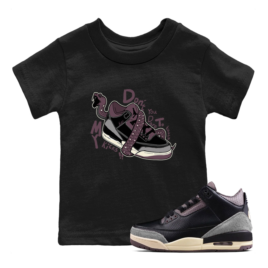 Don't Touch My Kicks snkmatch Tees Kids - Air Jordan 3 A Ma Maniere x Black