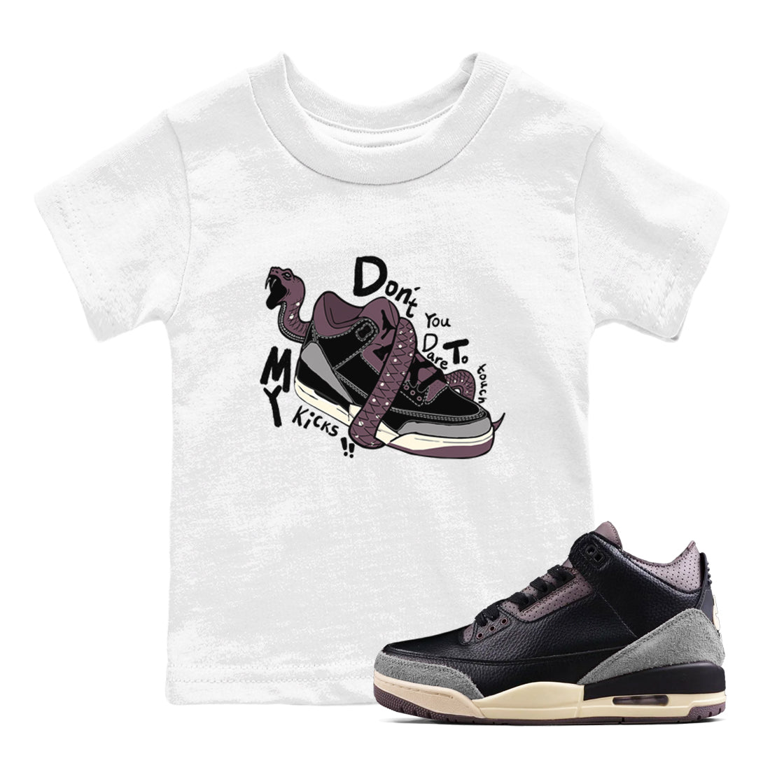 Don't Touch My Kicks snkmatch Tees Kids - Air Jordan 3 A Ma Maniere x Black