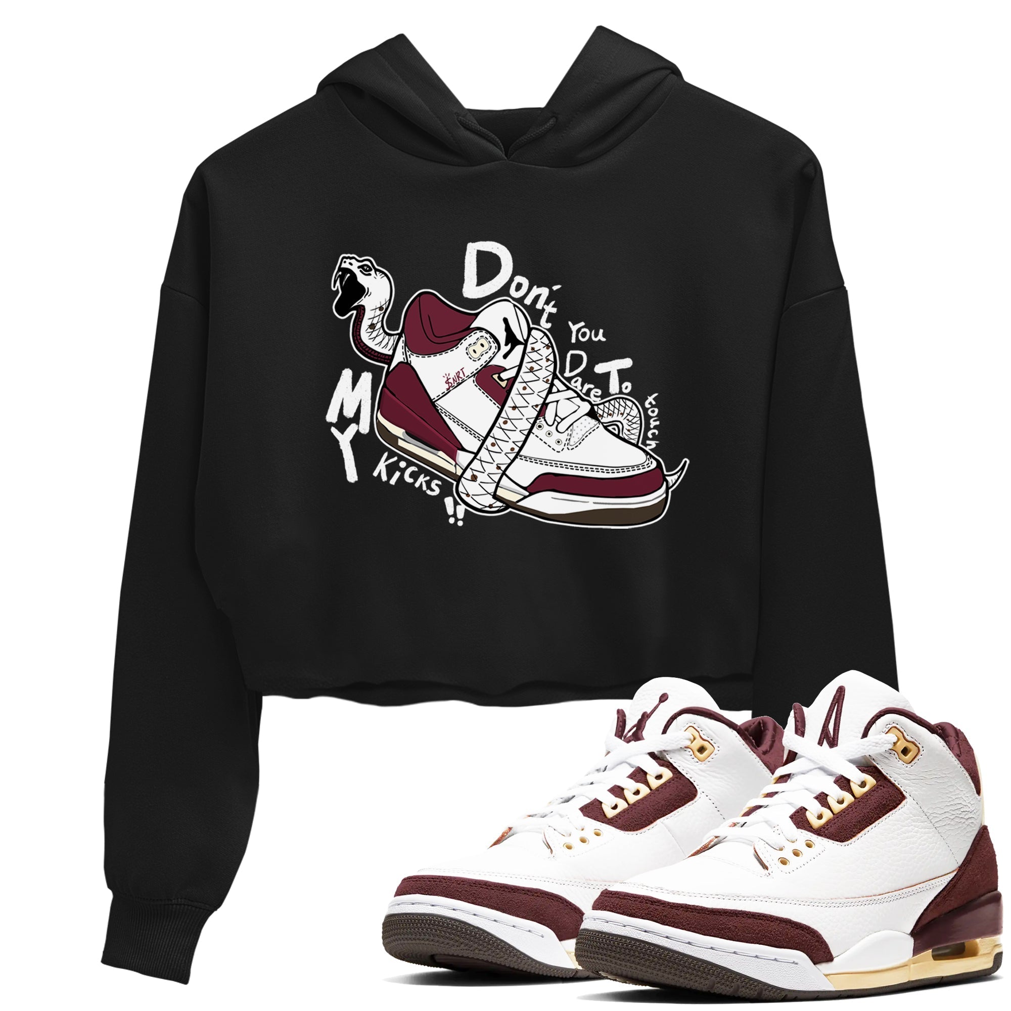 Don't Touch My Kicks snkmatch Women's Top - Air Jordan 3 A Ma Maniere x Burgundy Crush
