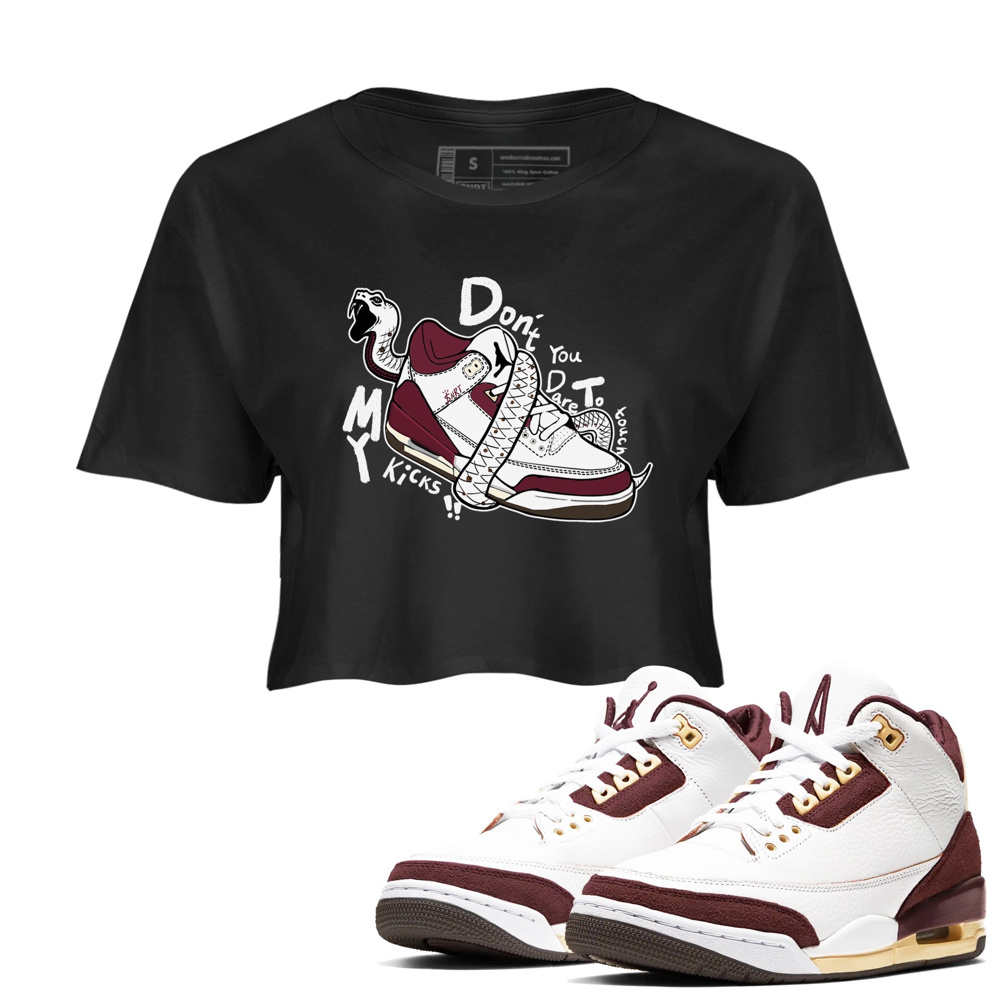 Don't Touch My Kicks snkmatch Women's Top - Air Jordan 3 A Ma Maniere x Burgundy Crush