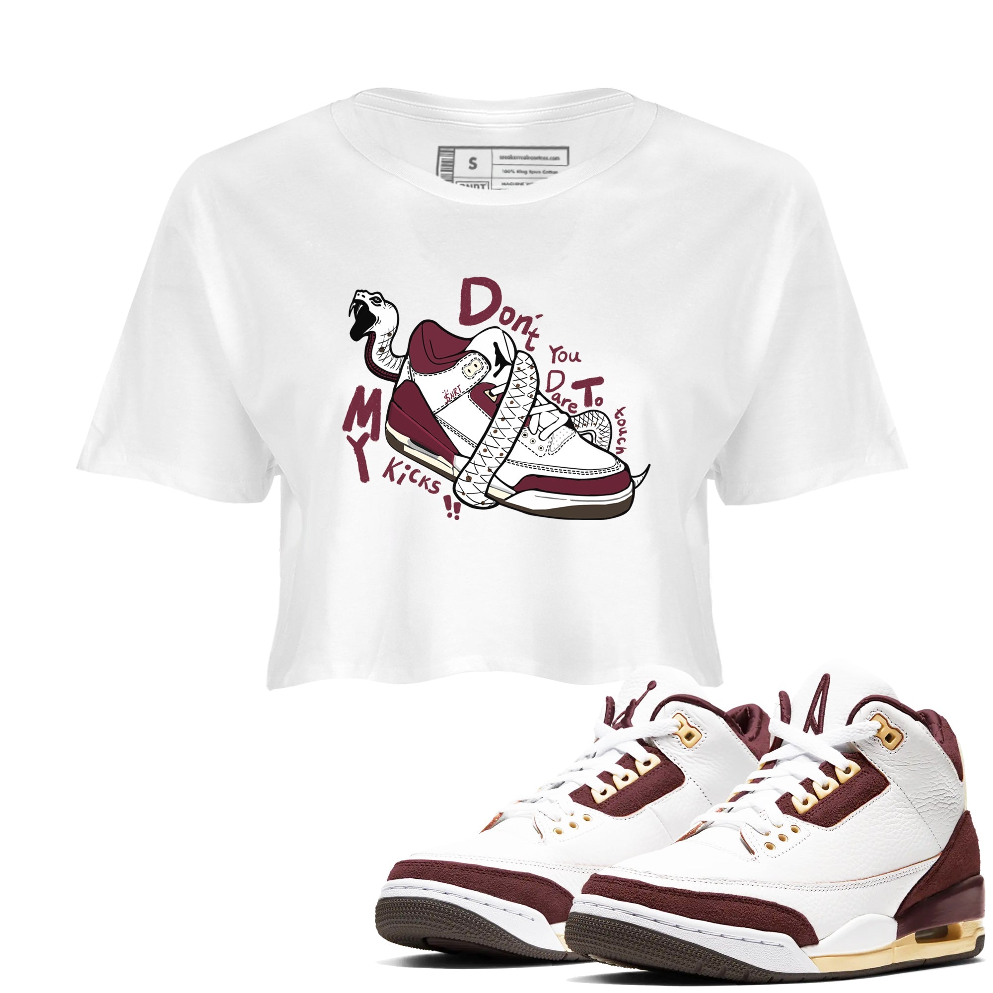 Don't Touch My Kicks snkmatch Women's Top - Air Jordan 3 A Ma Maniere x Burgundy Crush