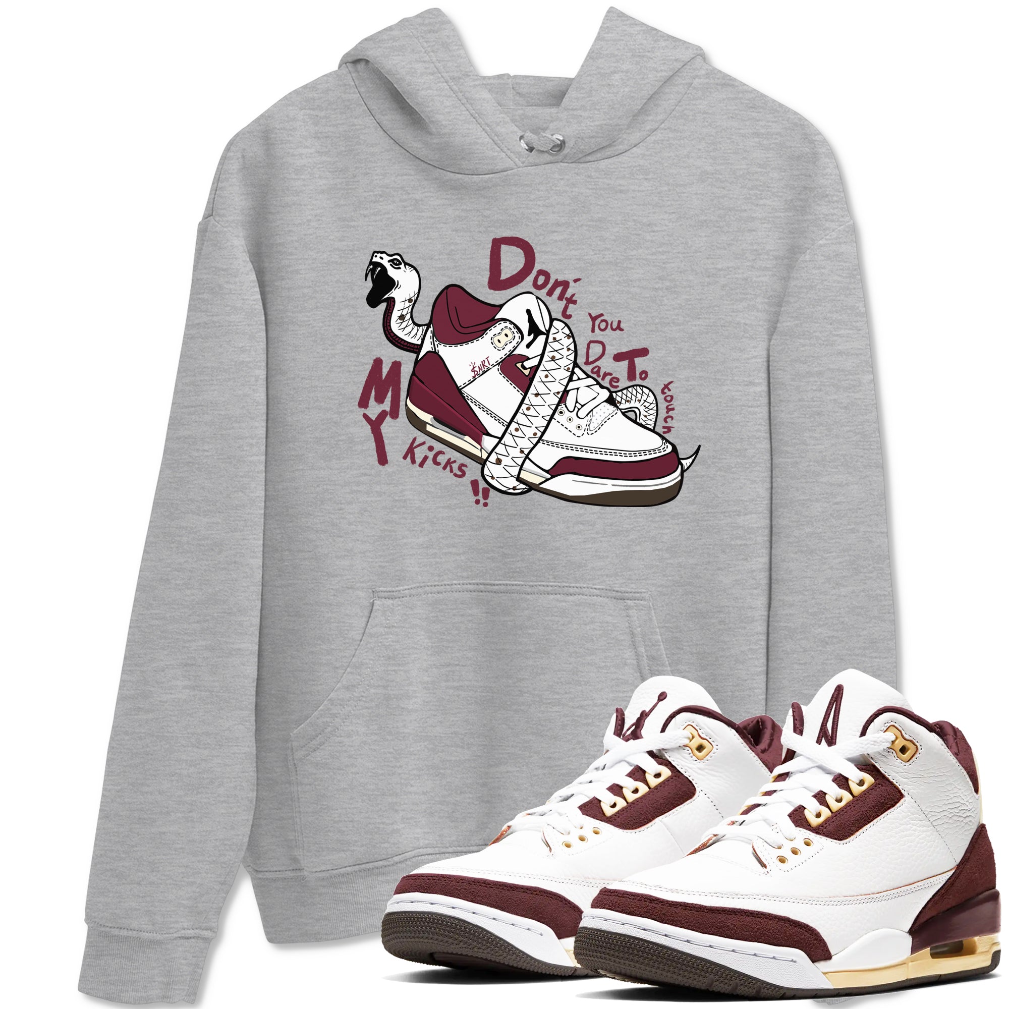 Don't Touch My Kicks snkmatch Tees - Air Jordan 3 A Ma Maniere x Burgundy Crush