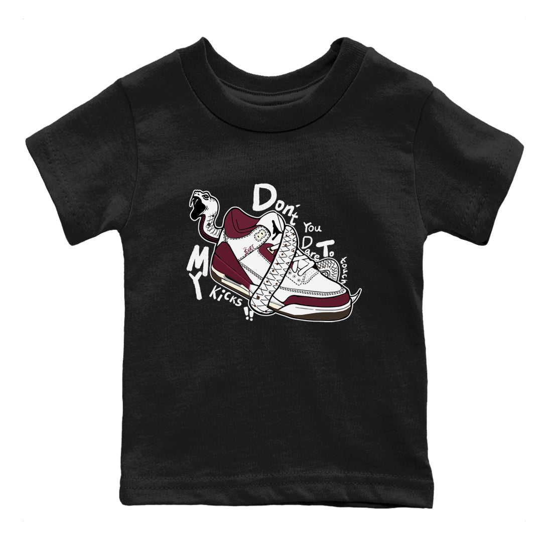 Don't Touch My Kicks snkmatch Tees Kids - Air Jordan 3 A Ma Maniere x Burgundy Crush