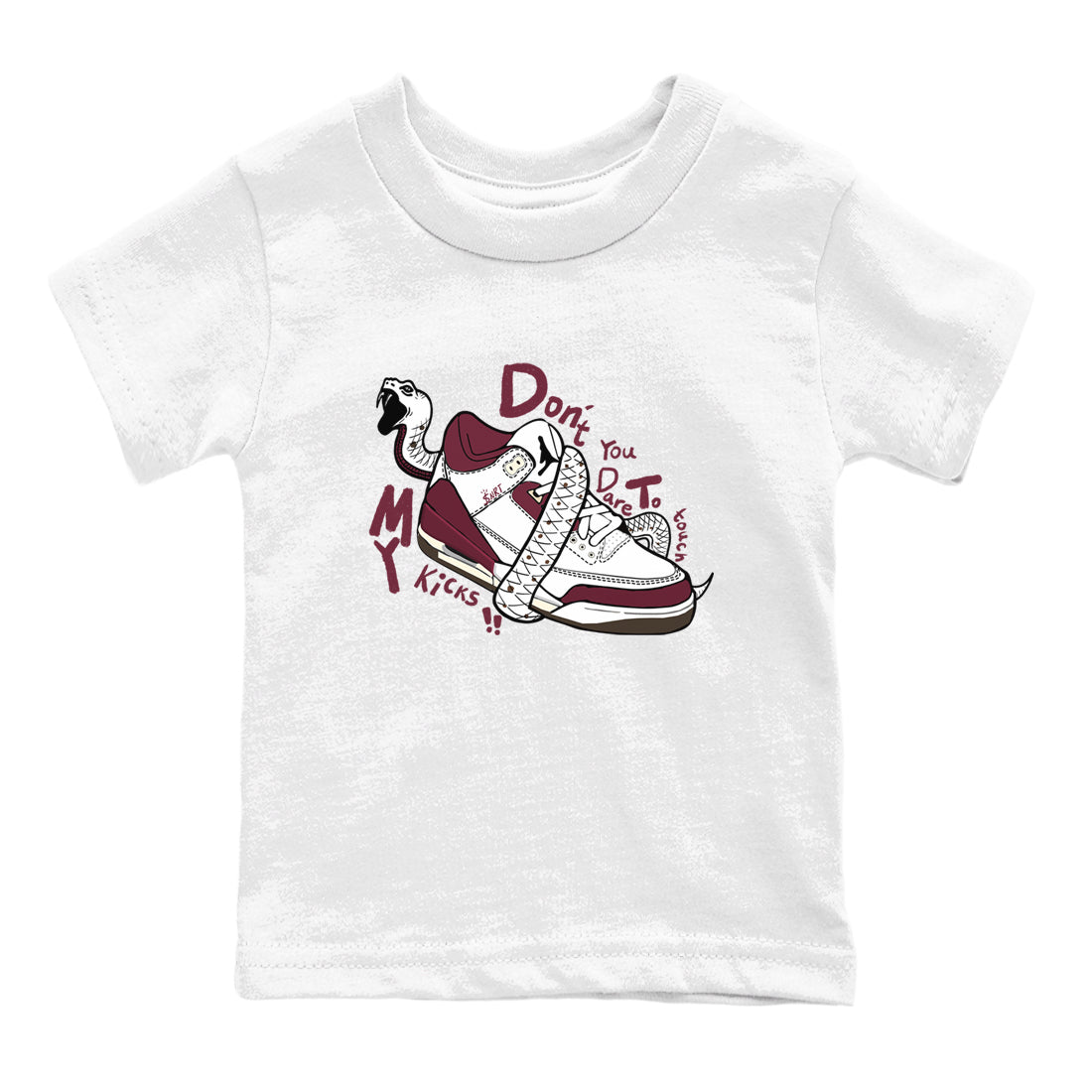 Don't Touch My Kicks snkmatch Tees Kids - Air Jordan 3 A Ma Maniere x Burgundy Crush