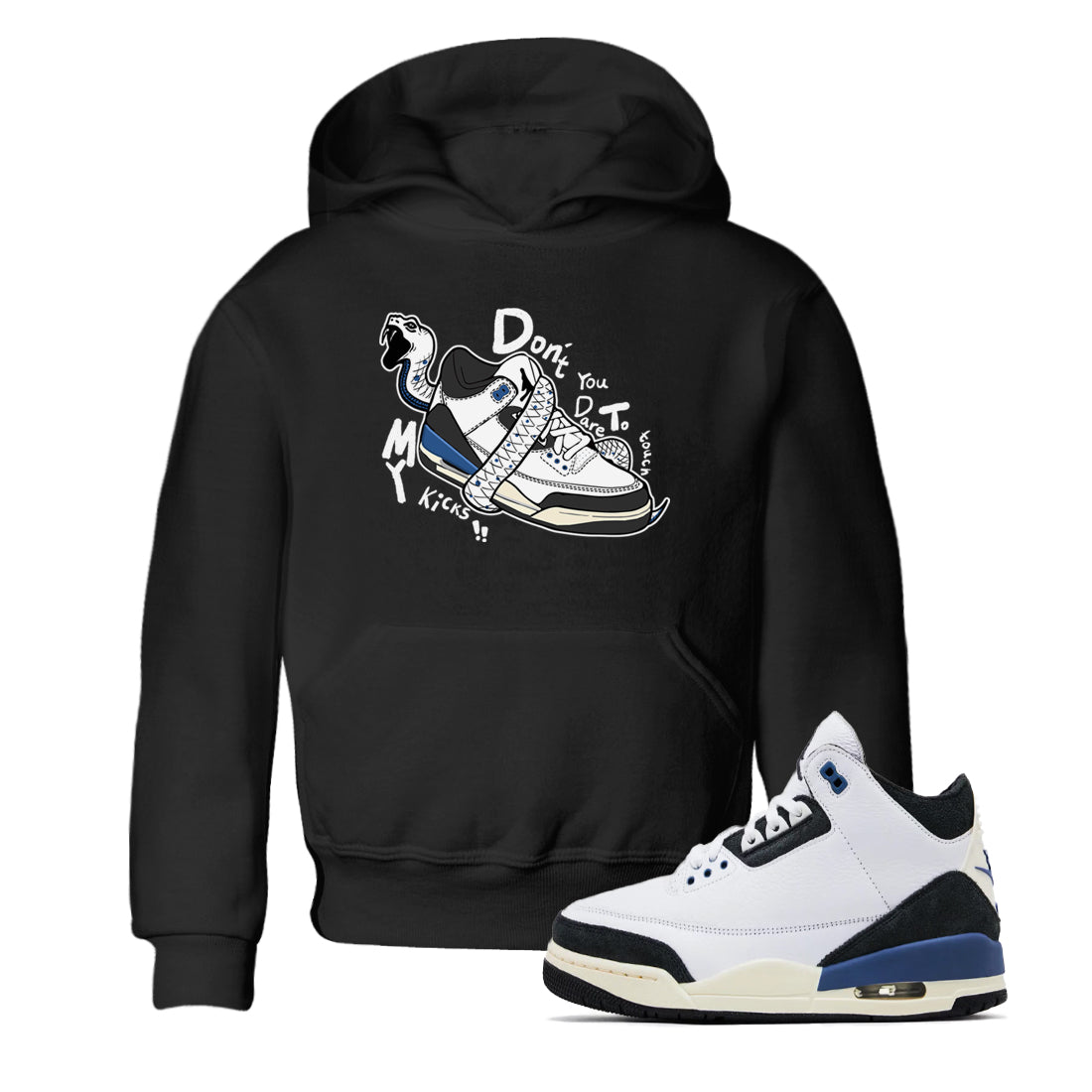 Don't Touch My Kicks snkmatch Tees Kids - Air Jordan 3 A Ma Maniere x Diffused Blue
