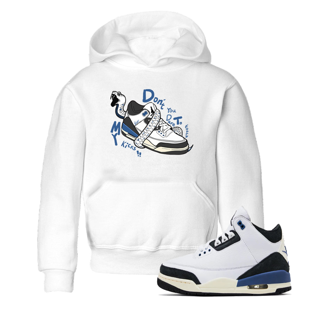 Don't Touch My Kicks snkmatch Tees Kids - Air Jordan 3 A Ma Maniere x Diffused Blue