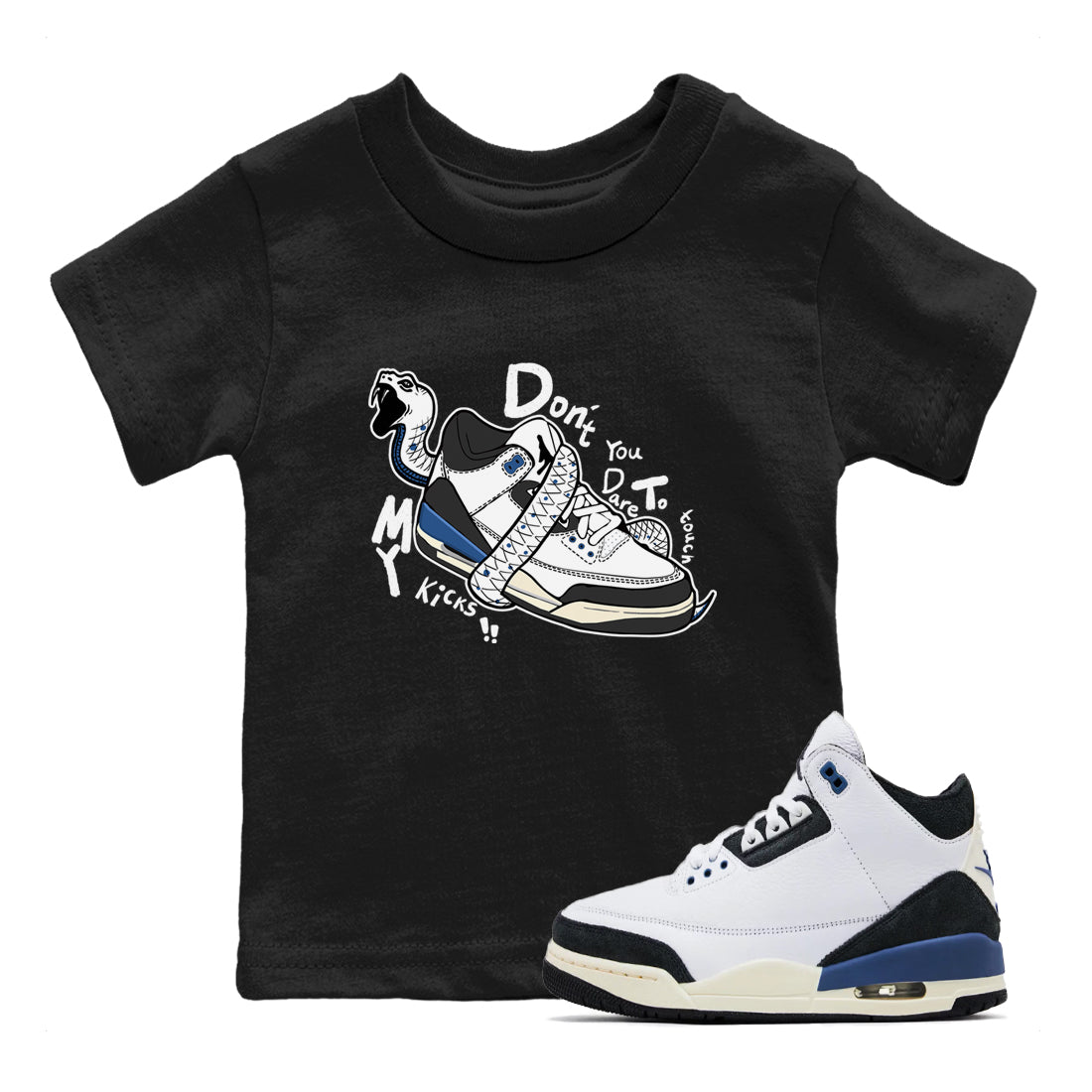 Don't Touch My Kicks snkmatch Tees Kids - Air Jordan 3 A Ma Maniere x Diffused Blue