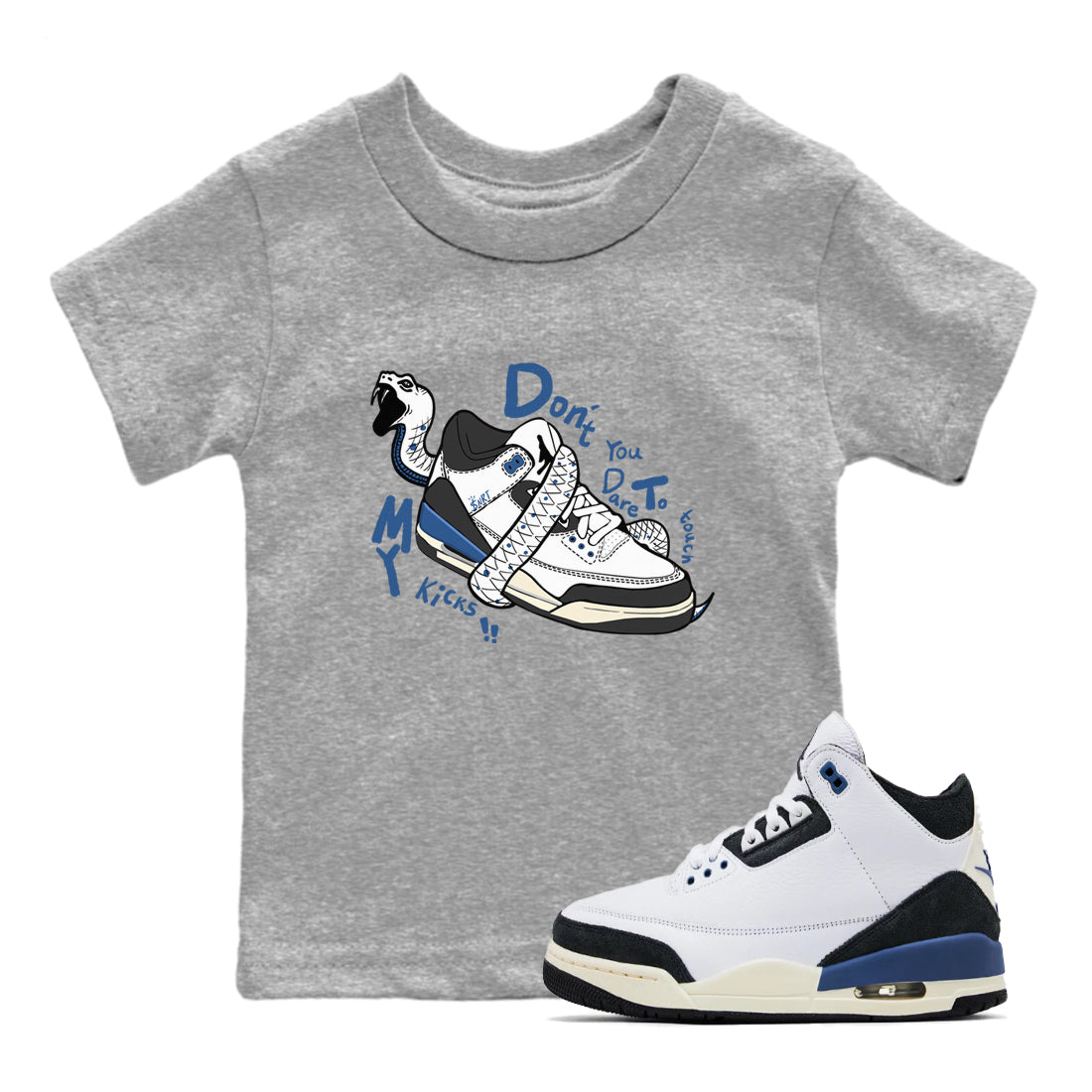 Don't Touch My Kicks snkmatch Tees Kids - Air Jordan 3 A Ma Maniere x Diffused Blue