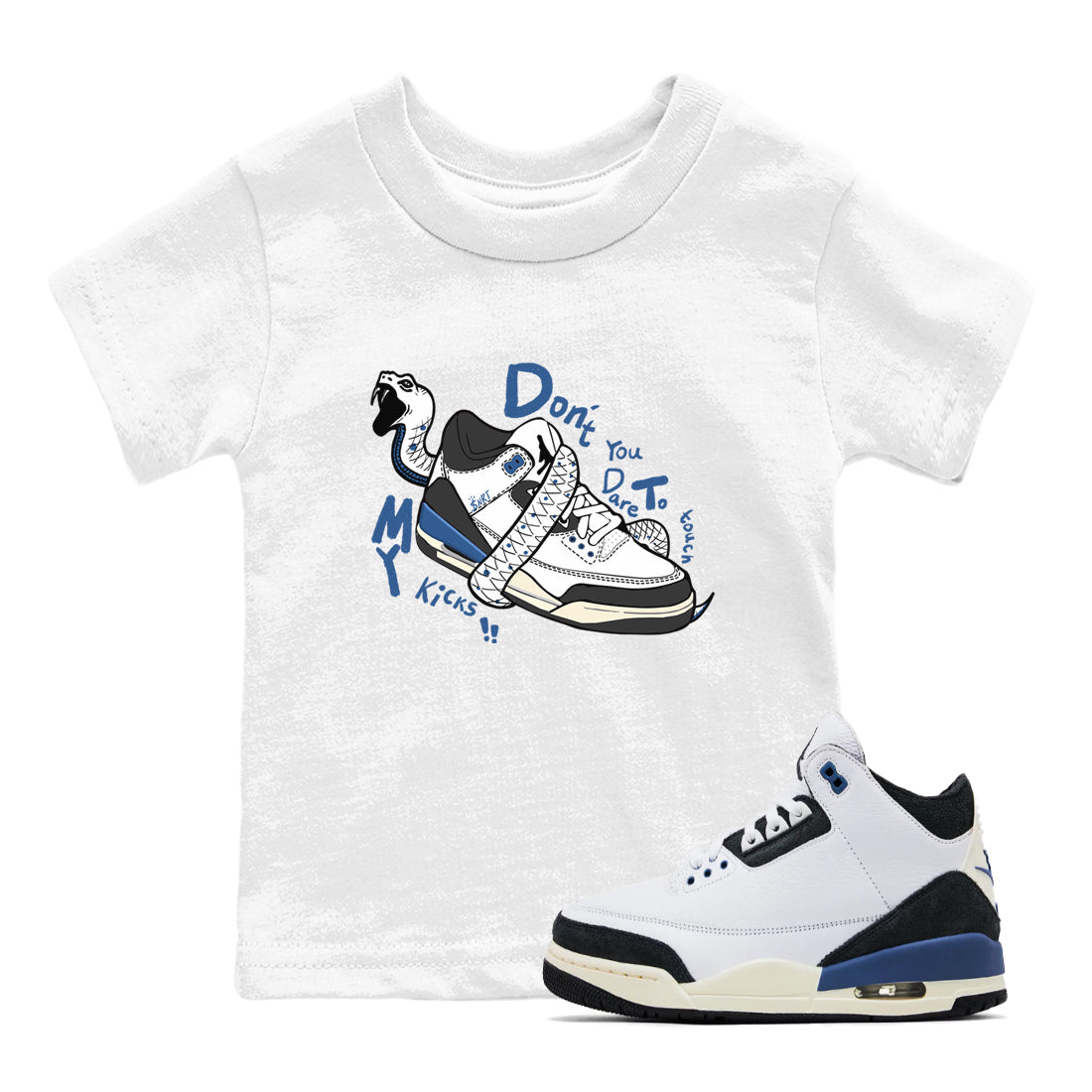 Don't Touch My Kicks snkmatch Tees Kids - Air Jordan 3 A Ma Maniere x Diffused Blue