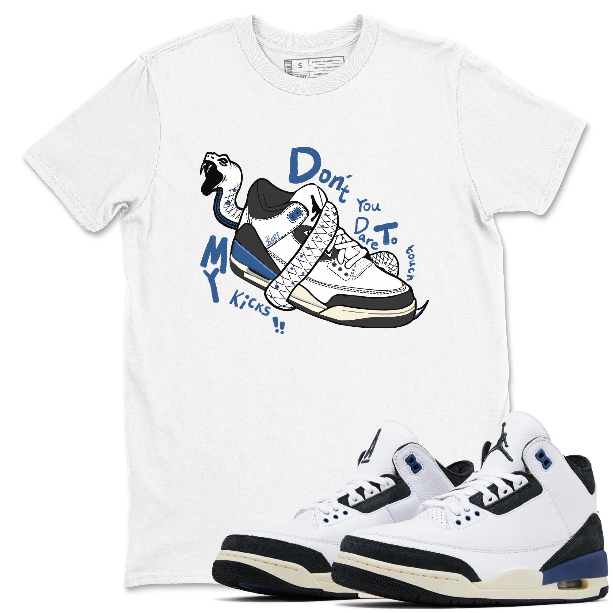 Don't Touch My Kicks snkmatch Tees - Air Jordan 3 A Ma Maniere x Diffused Blue