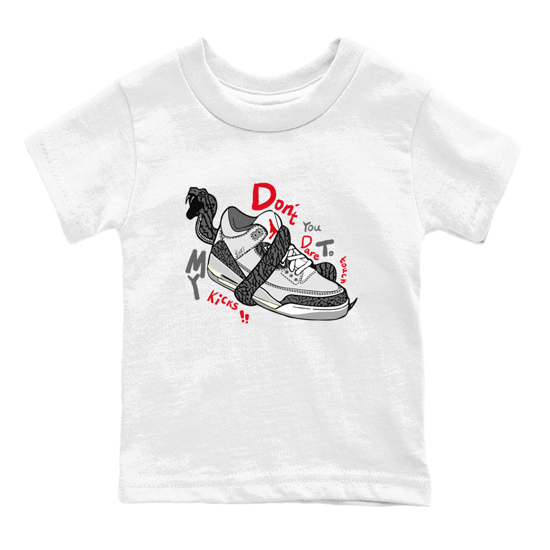 Don't Touch My Kicks snkmatch Tees Kids - Air Jordan 3 Cement Grey