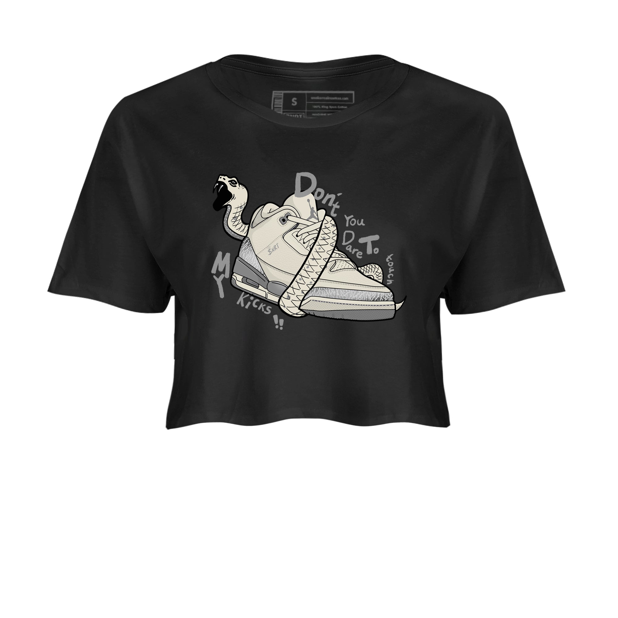 Don't Touch My Kicks snkmatch Women's Top - Air Jordan 3 Sail and Cement Grey