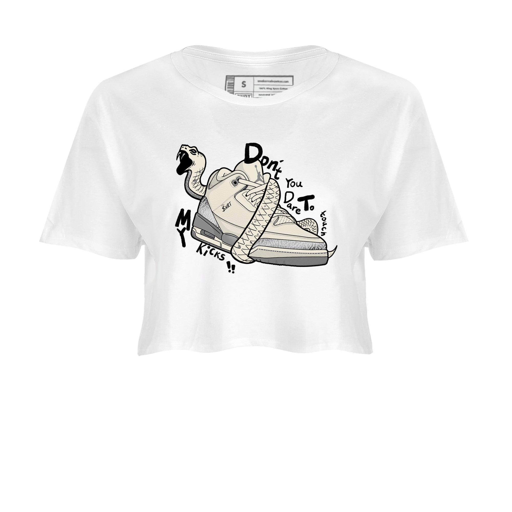 Don't Touch My Kicks snkmatch Women's Top - Air Jordan 3 Sail and Cement Grey