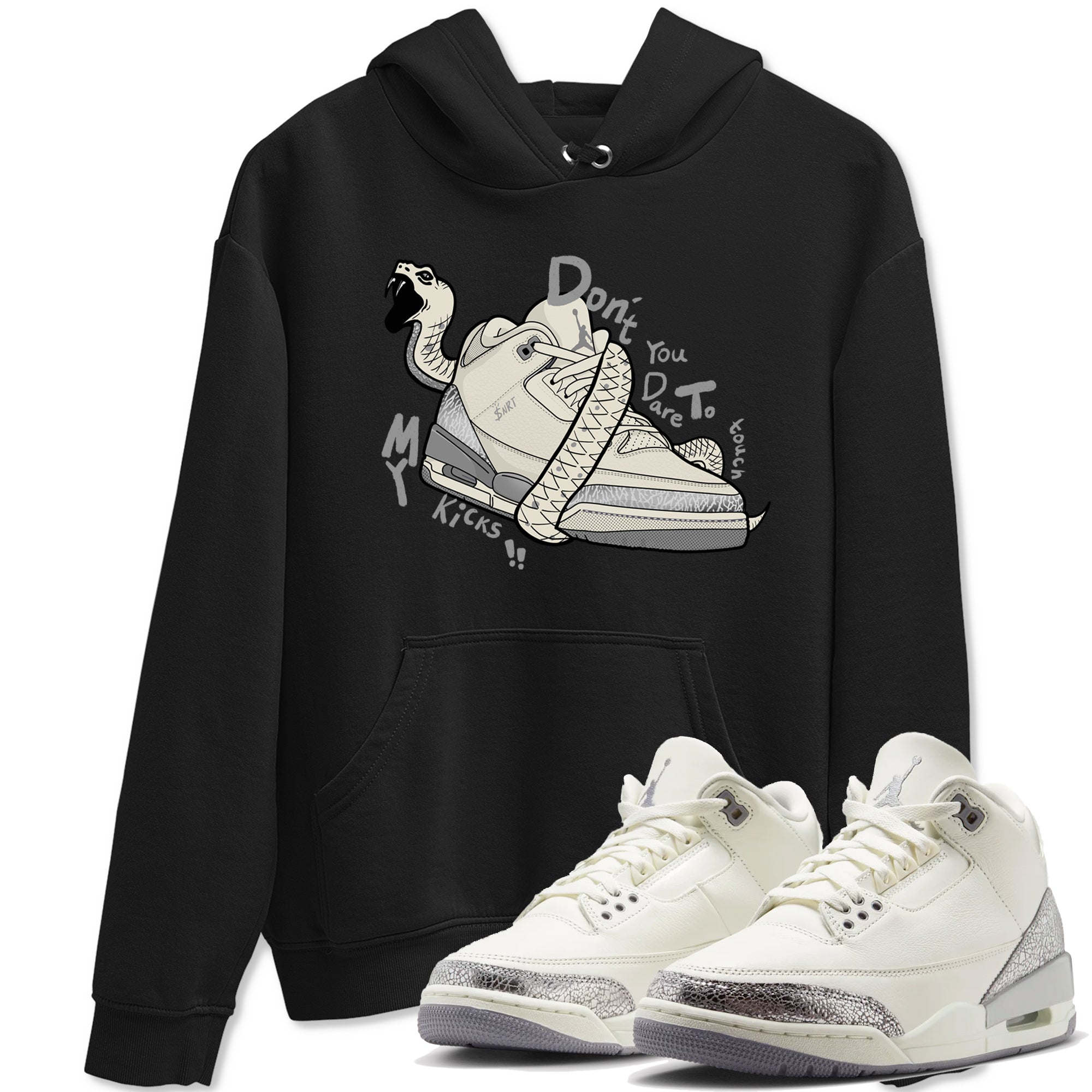 Don't Touch My Kicks snkmatch Tees - Air Jordan 3 Sail and Cement Grey