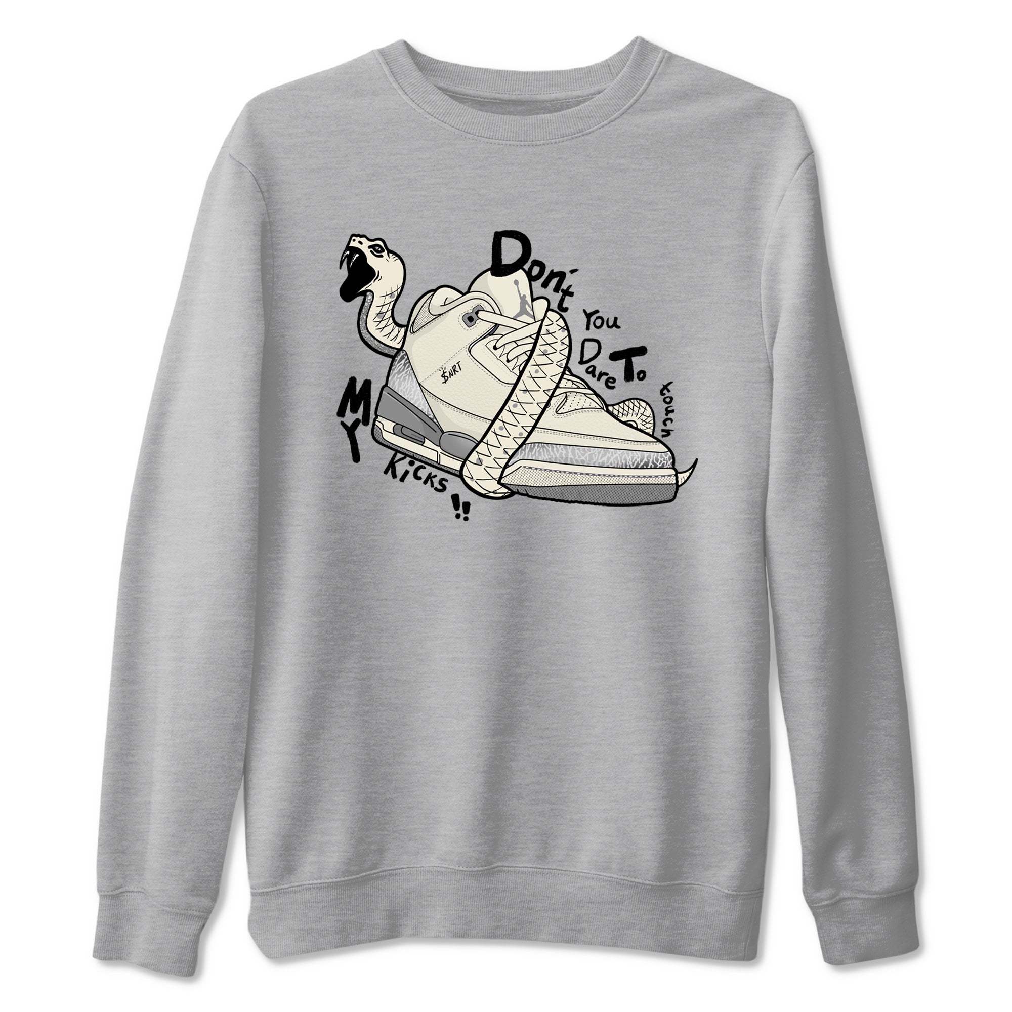 Don't Touch My Kicks snkmatch Tees - Air Jordan 3 Sail and Cement Grey