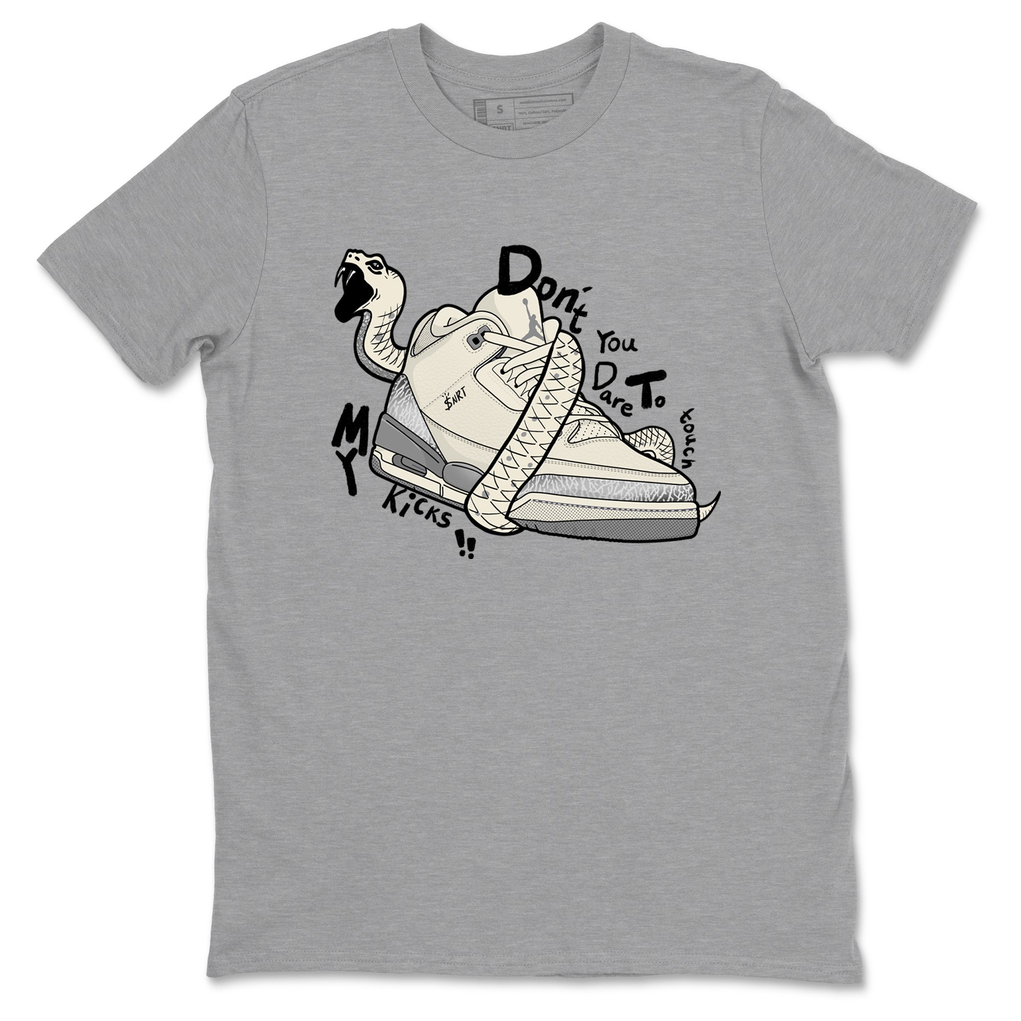 Don't Touch My Kicks snkmatch Tees - Air Jordan 3 Sail and Cement Grey