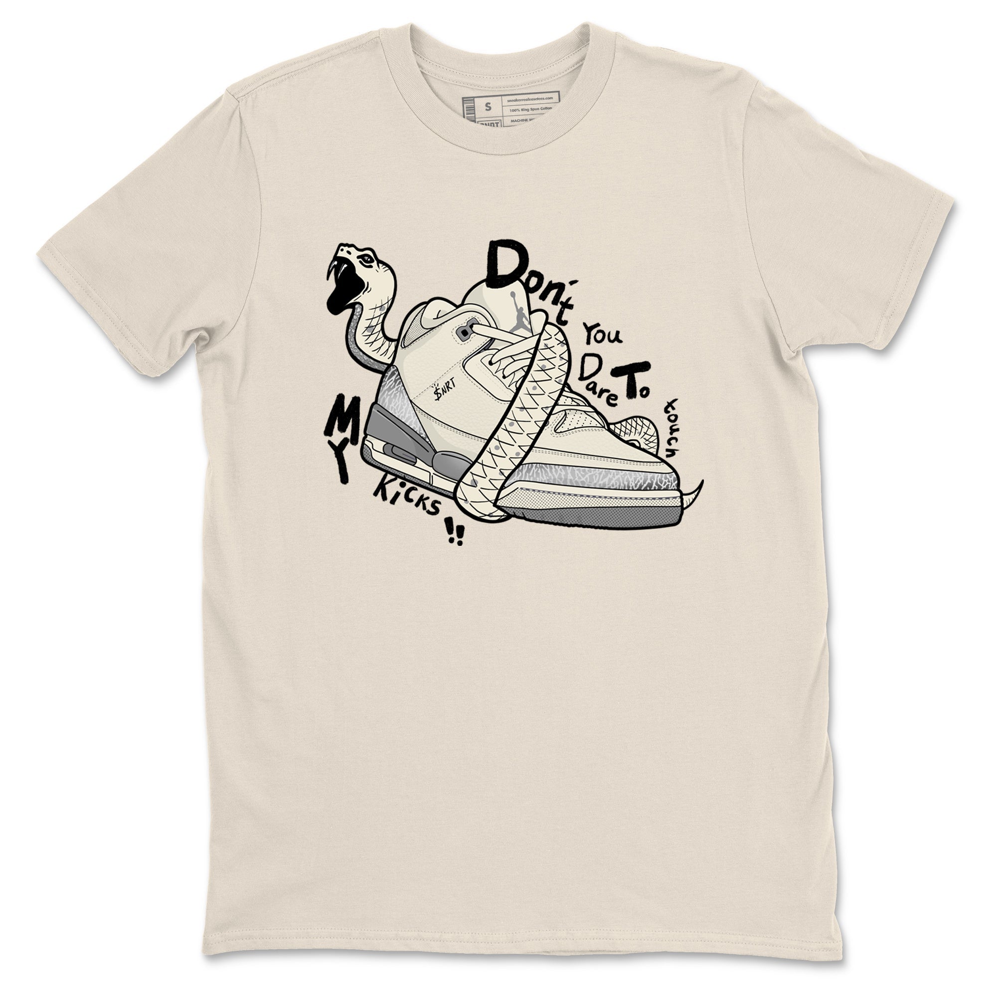 Don't Touch My Kicks snkmatch Tees - Air Jordan 3 Sail and Cement Grey