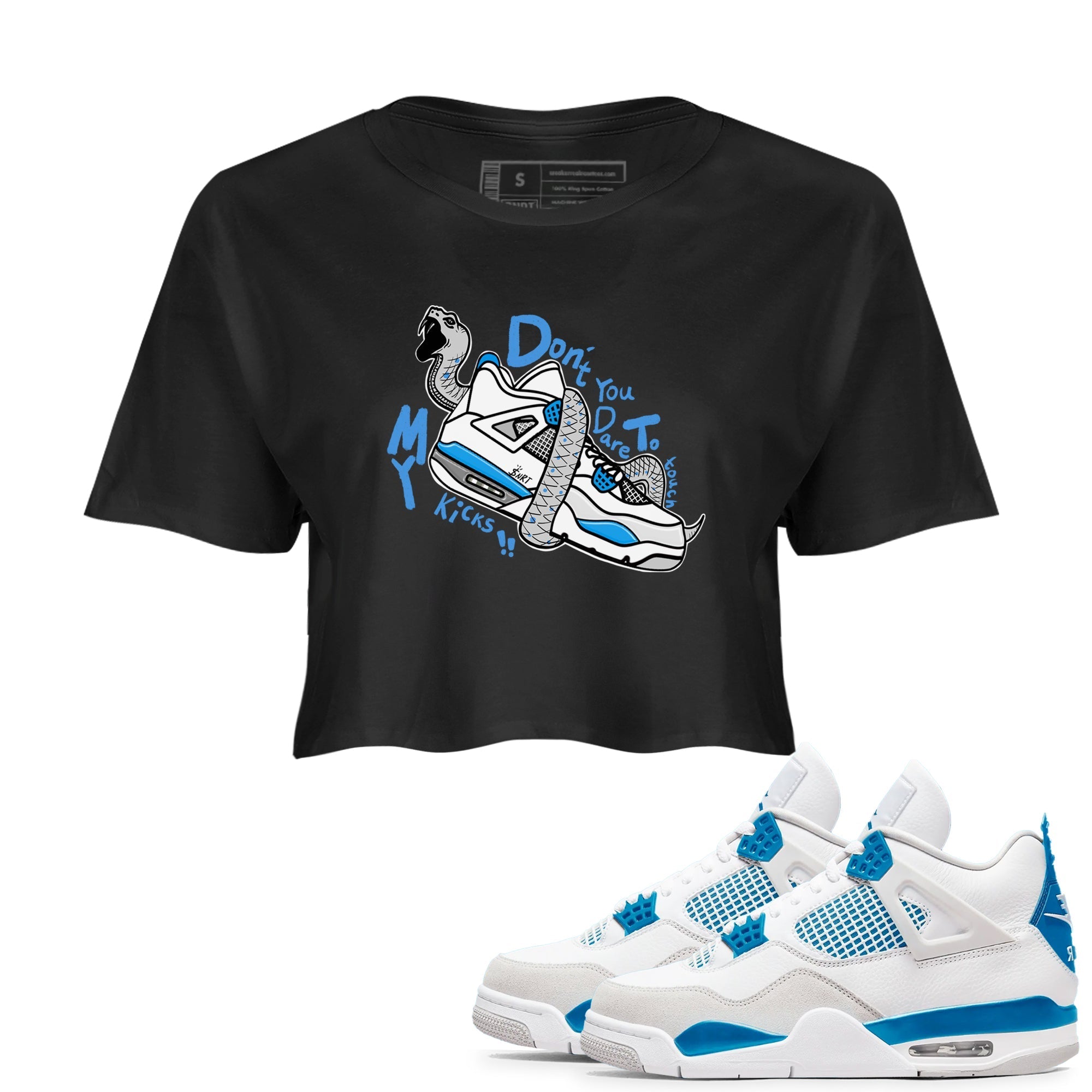 Don't Touch My Kicks snkmatch Women's Top - Air Jordan 4 Military Blue