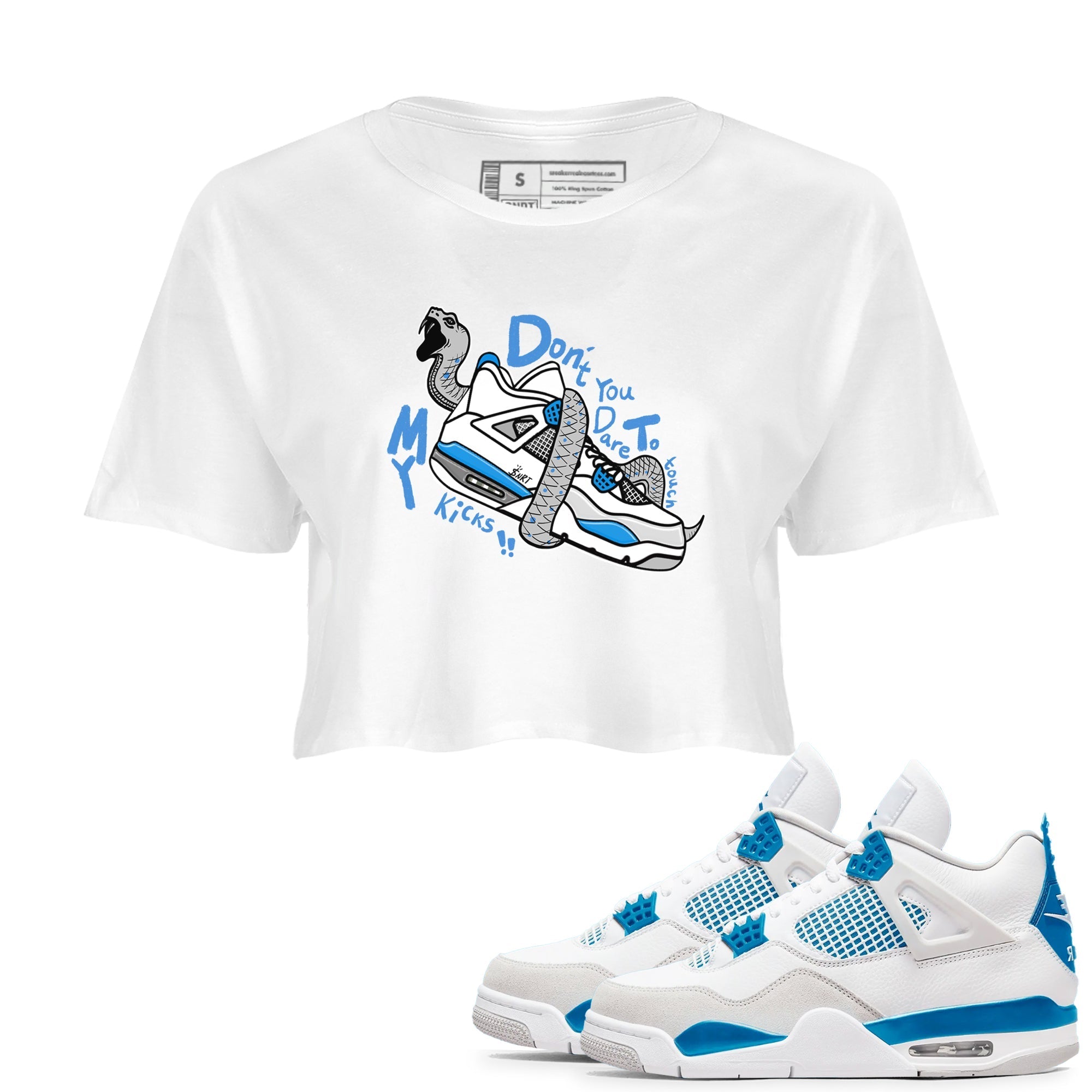Don't Touch My Kicks snkmatch Women's Top - Air Jordan 4 Military Blue