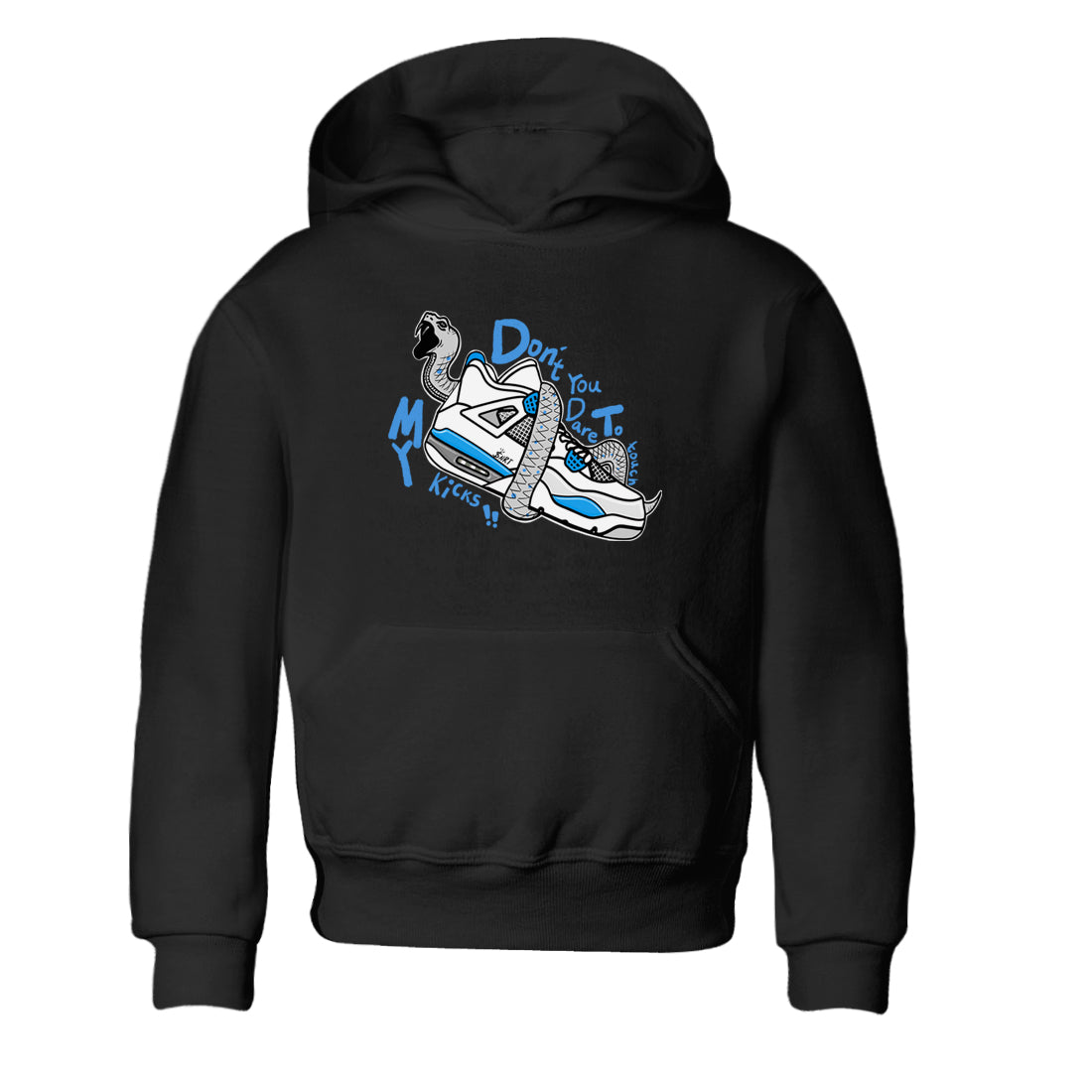 Don't Touch My Kicks snkmatch Tees Kids - Air Jordan 4 Military Blue