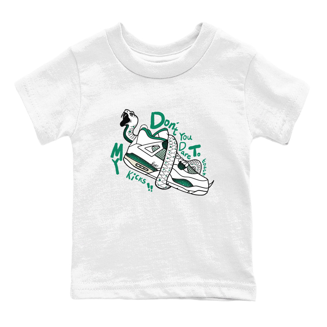 Don't Touch My Kicks snkmatch Tees Kids - Air Jordan 4 Oxidized Green