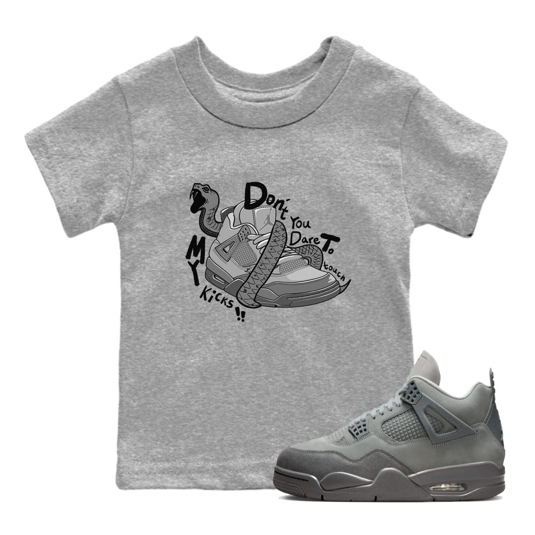 Don't Touch My Kicks snkmatch Tees Kids - Air Jordan 4 Wet Cement