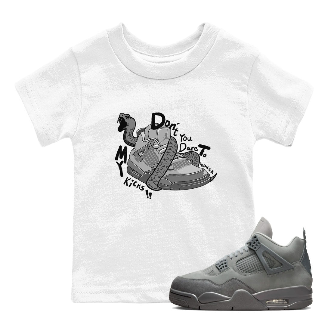 Don't Touch My Kicks snkmatch Tees Kids - Air Jordan 4 Wet Cement