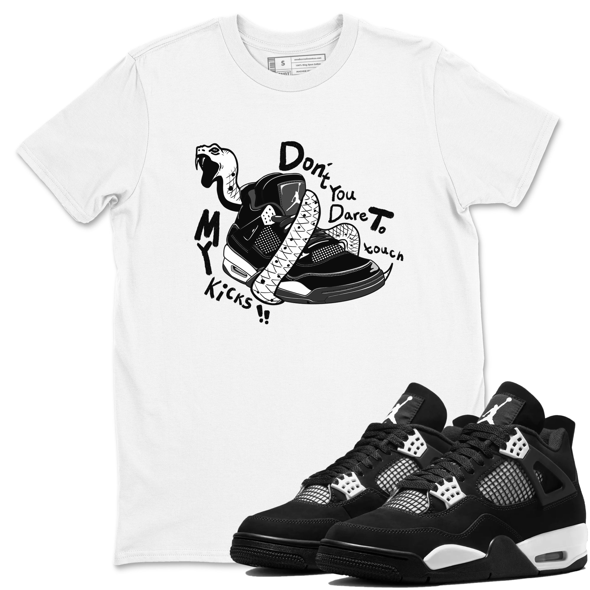 Don't Touch My Kicks snkmatch Tees - Air Jordan 4 White Thunder