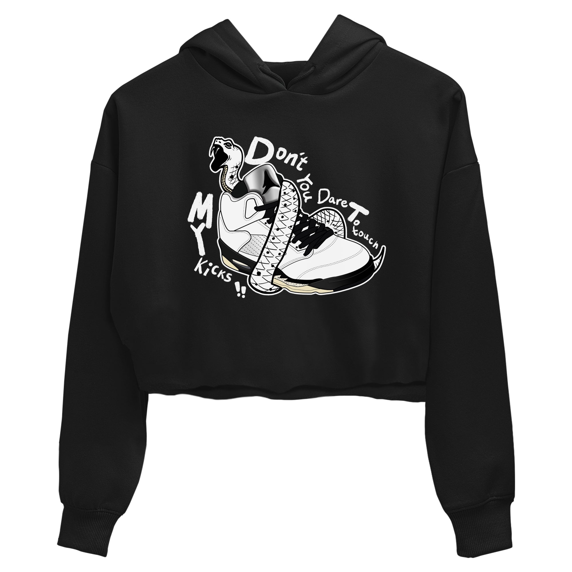 Don't Touch My Kicks snkmatch Women's Top - Air Jordan 5 White Black