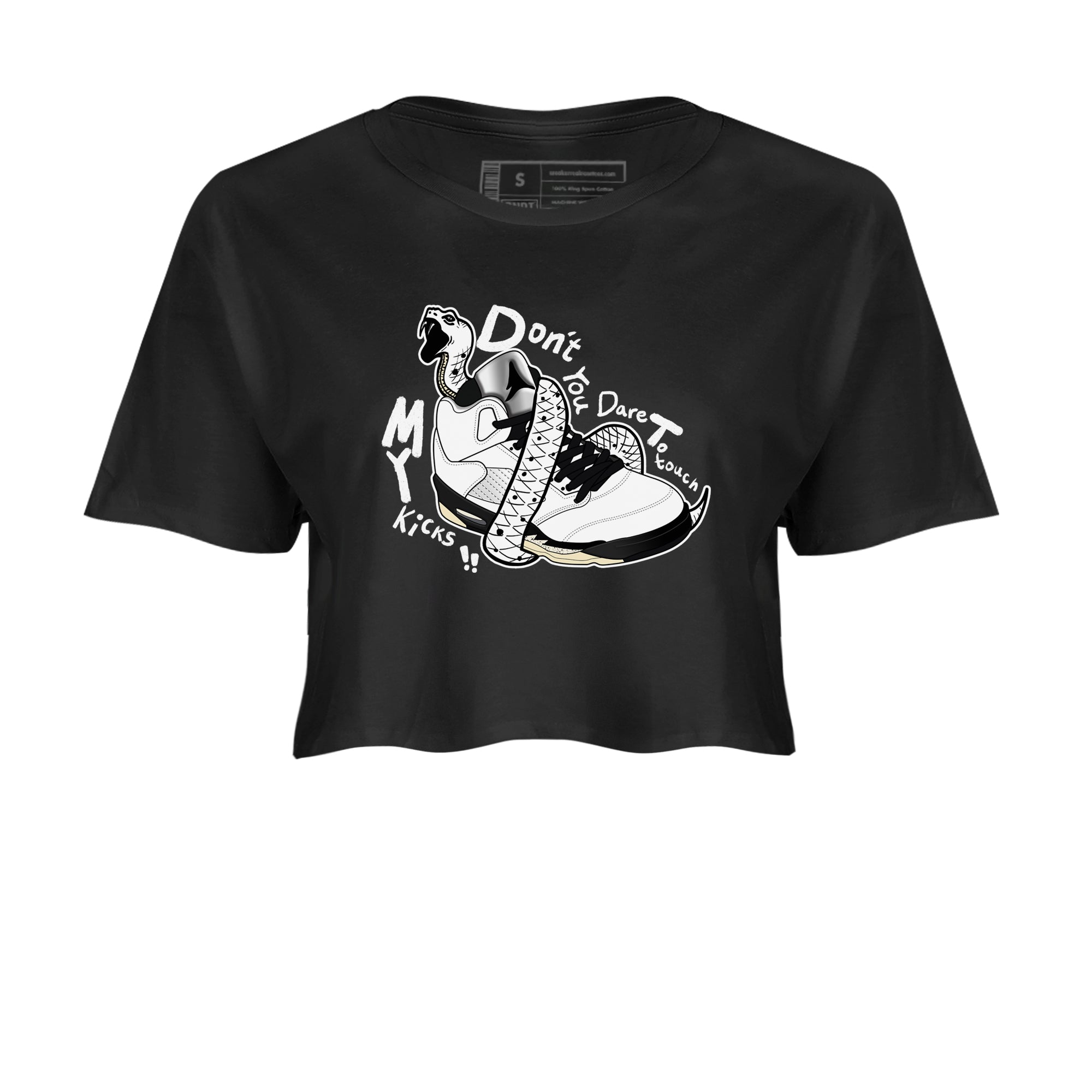 Don't Touch My Kicks snkmatch Women's Top - Air Jordan 5 White Black