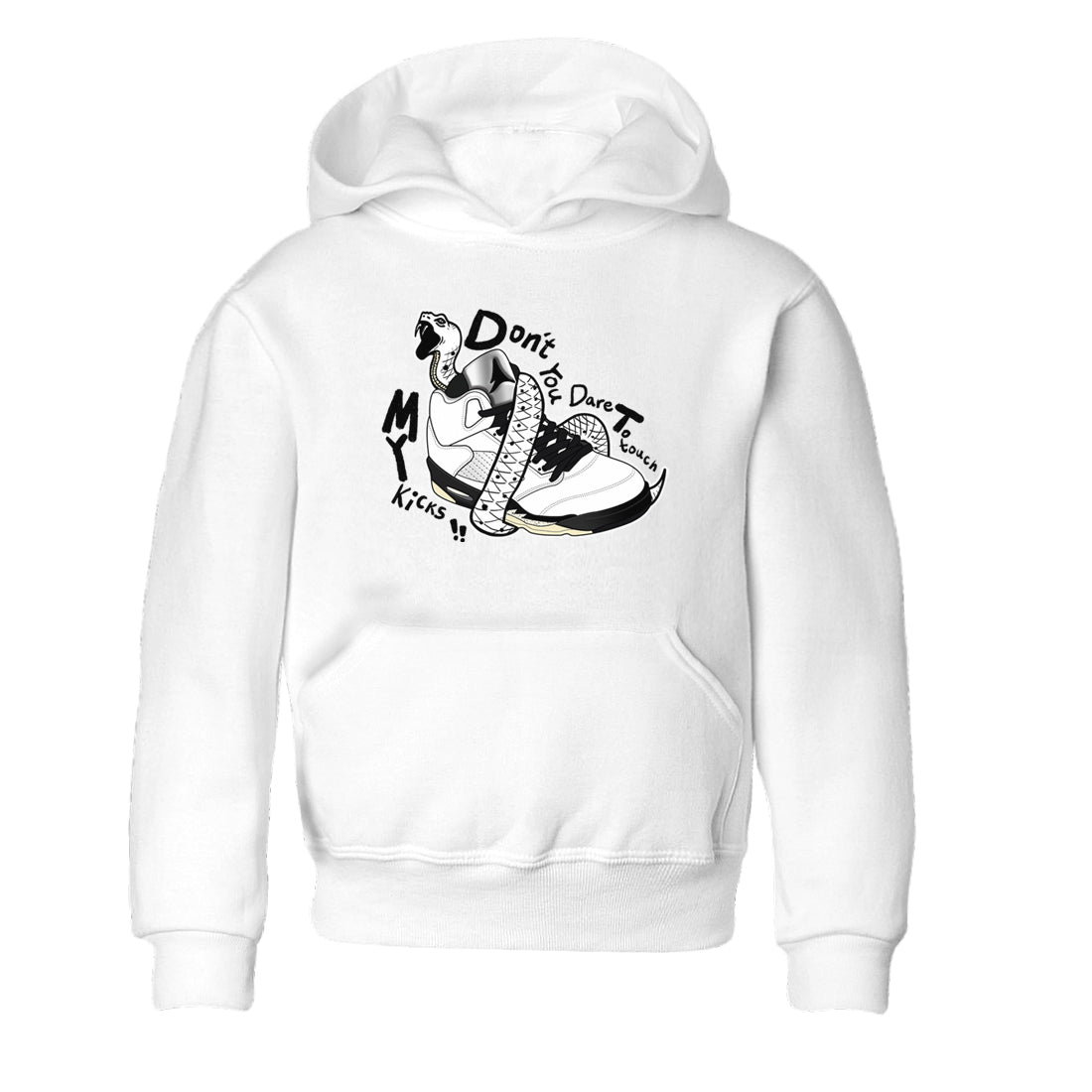 Don't Touch My Kicks snkmatch Tees Kids - Air Jordan 5 White Black