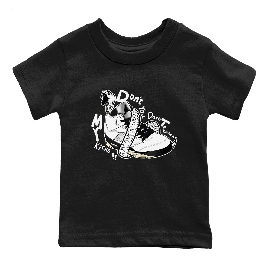 Don't Touch My Kicks snkmatch Tees Kids - Air Jordan 5 White Black
