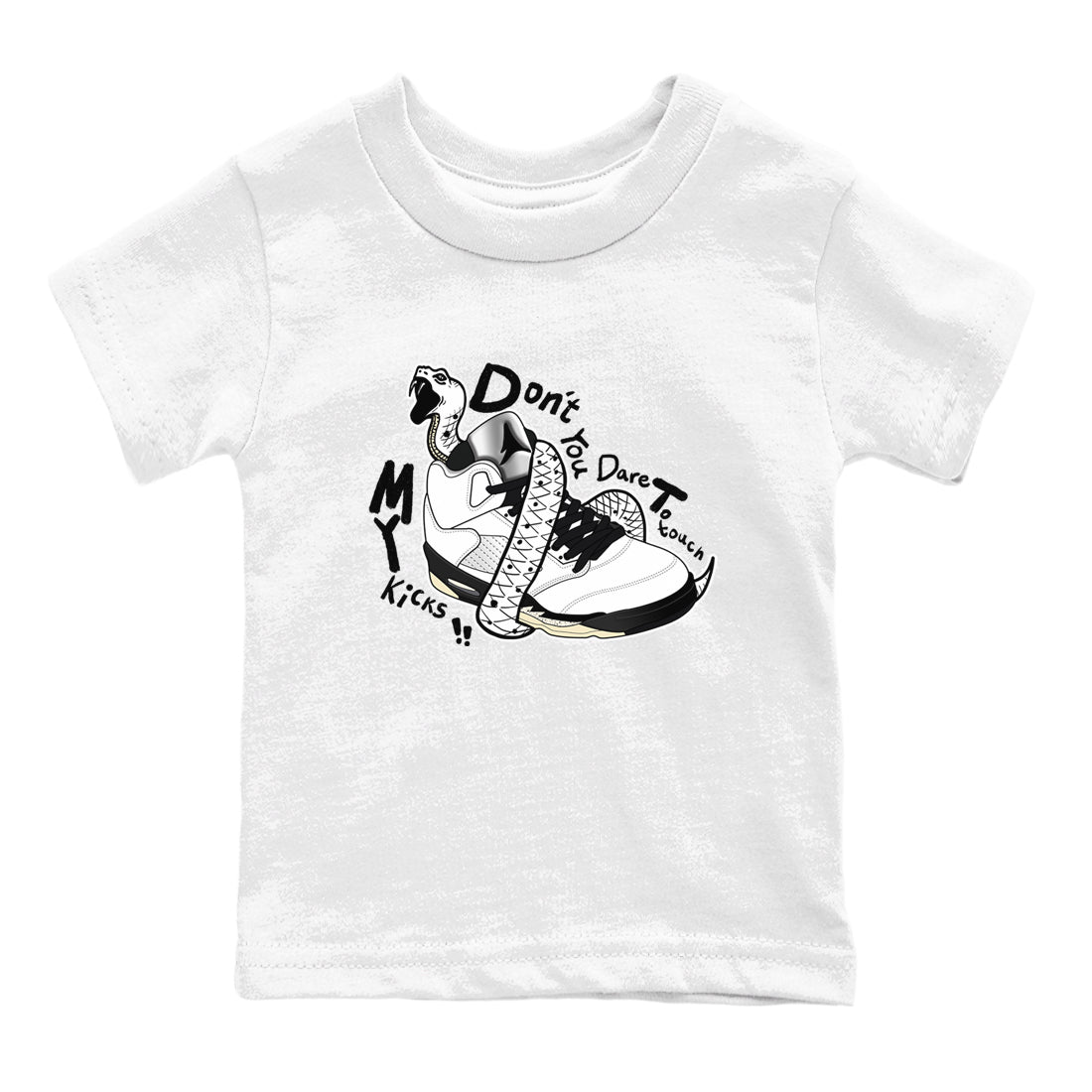Don't Touch My Kicks snkmatch Tees Kids - Air Jordan 5 White Black