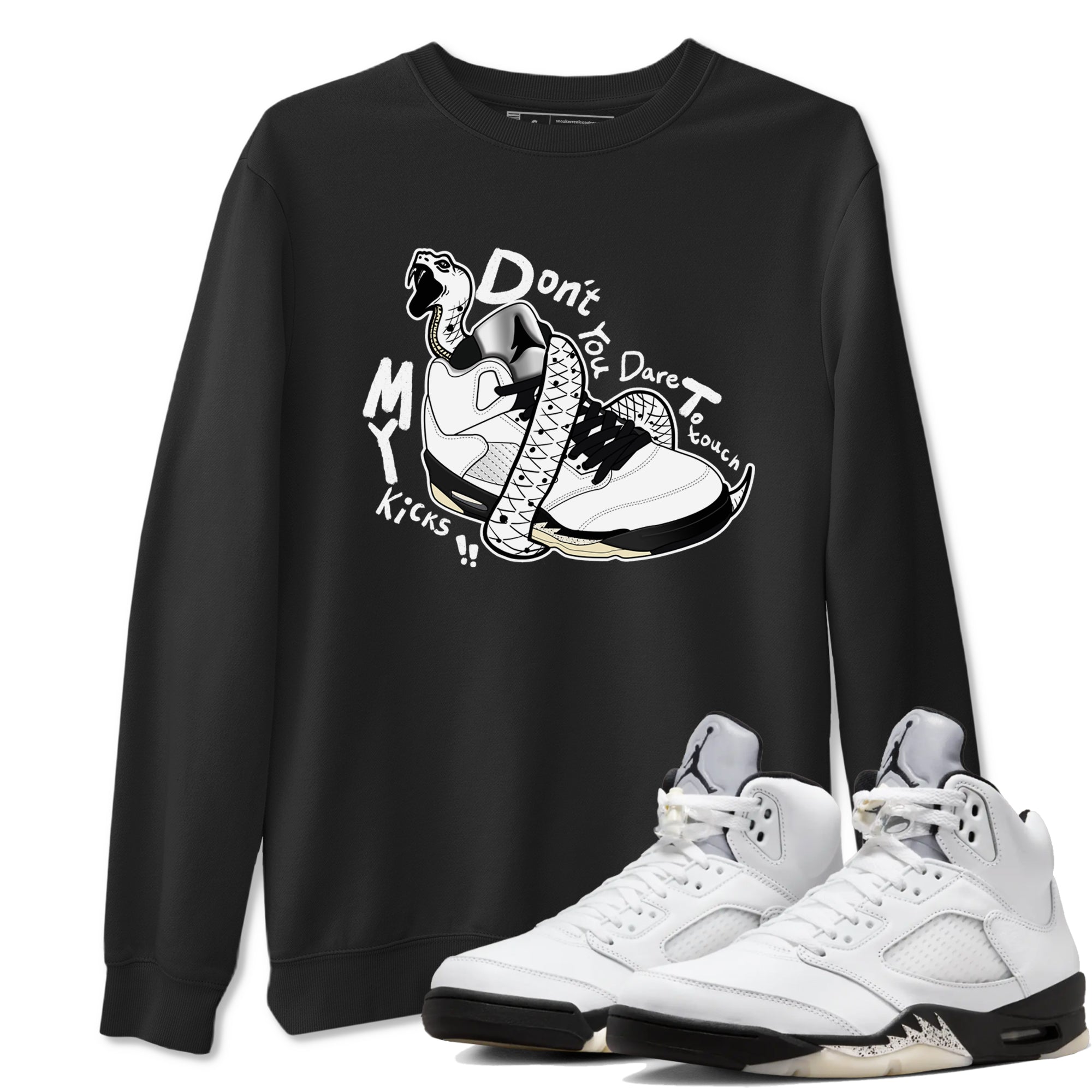 Don't Touch My Kicks snkmatch Tees - Air Jordan 5 White Black