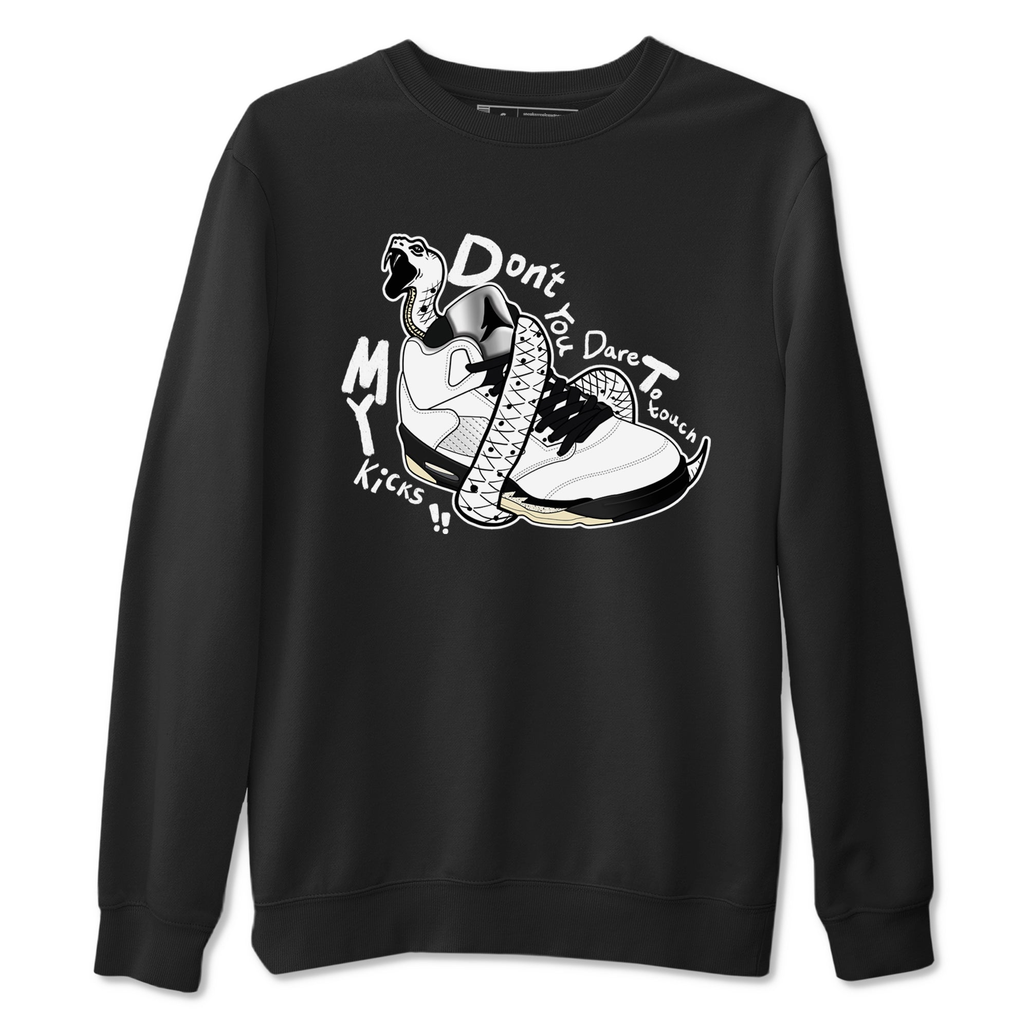 Don't Touch My Kicks snkmatch Tees - Air Jordan 5 White Black
