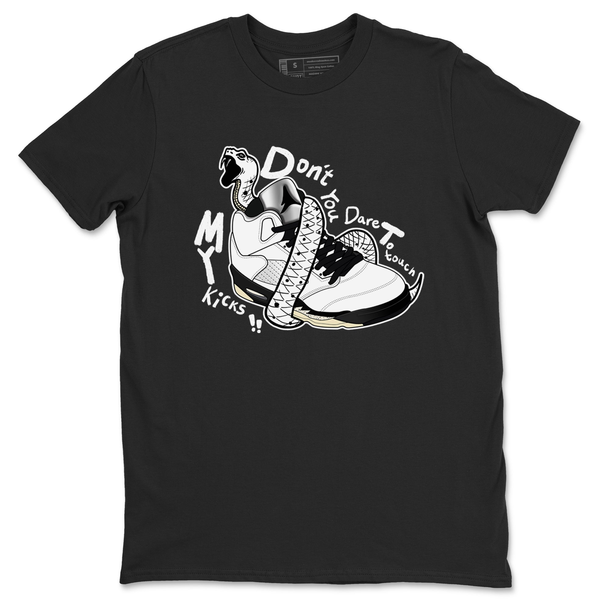 Don't Touch My Kicks snkmatch Tees - Air Jordan 5 White Black