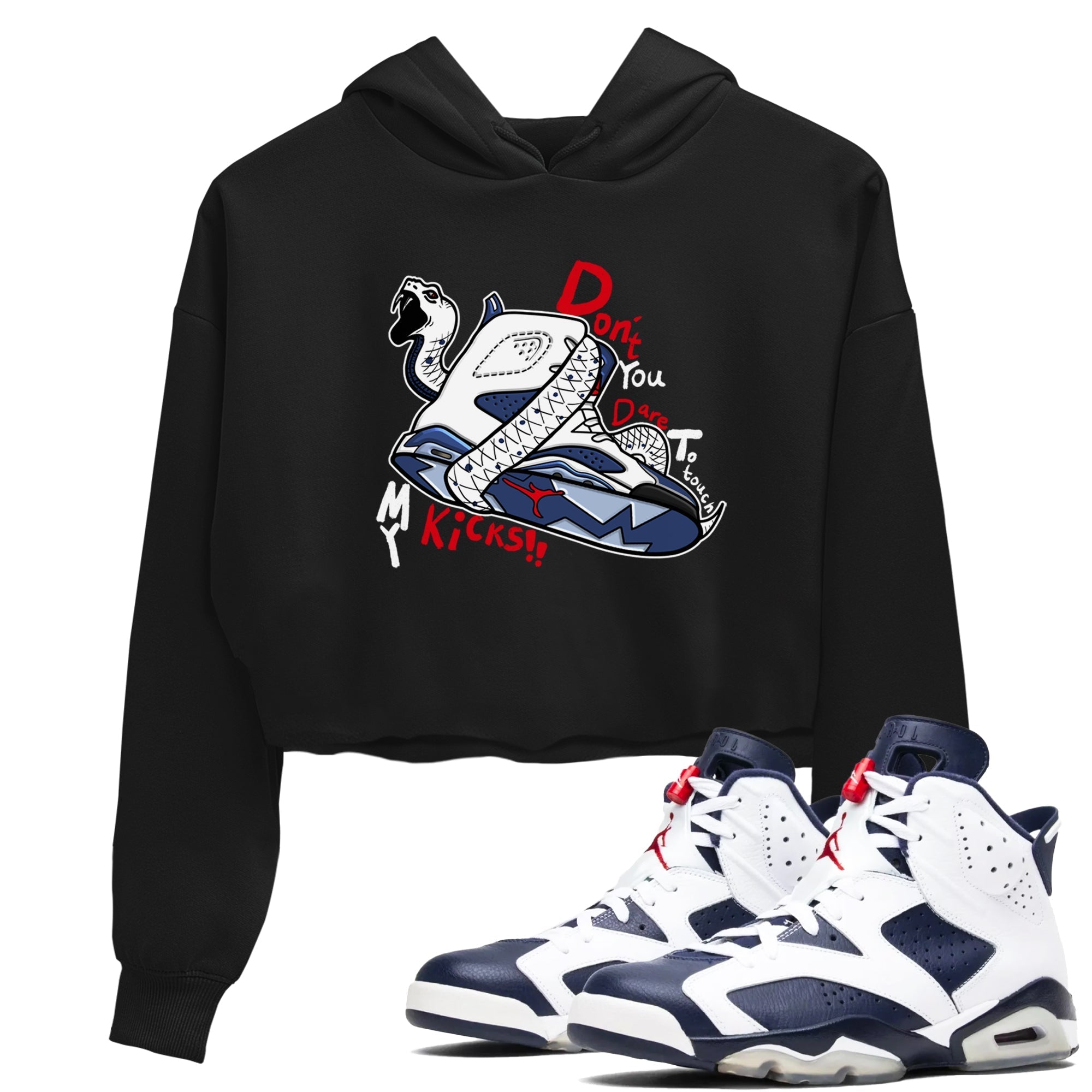 Don't Touch My Kicks snkmatch Women's Top - Air Jordan 6 White And Midnight Navy