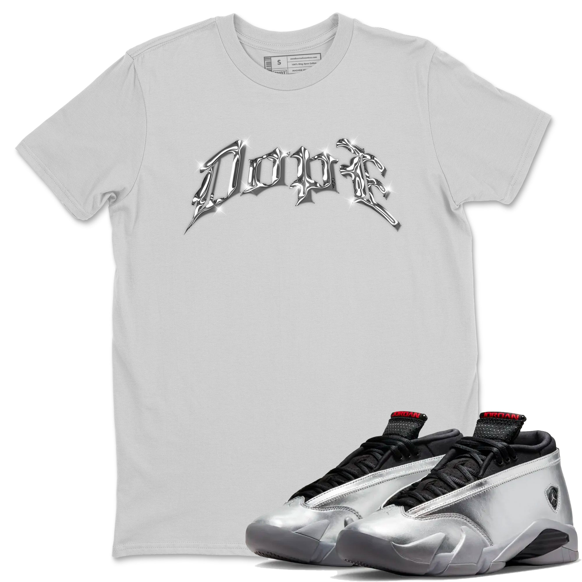 Dope Unisex Tops - Air Jordan 14 Metallic Silver