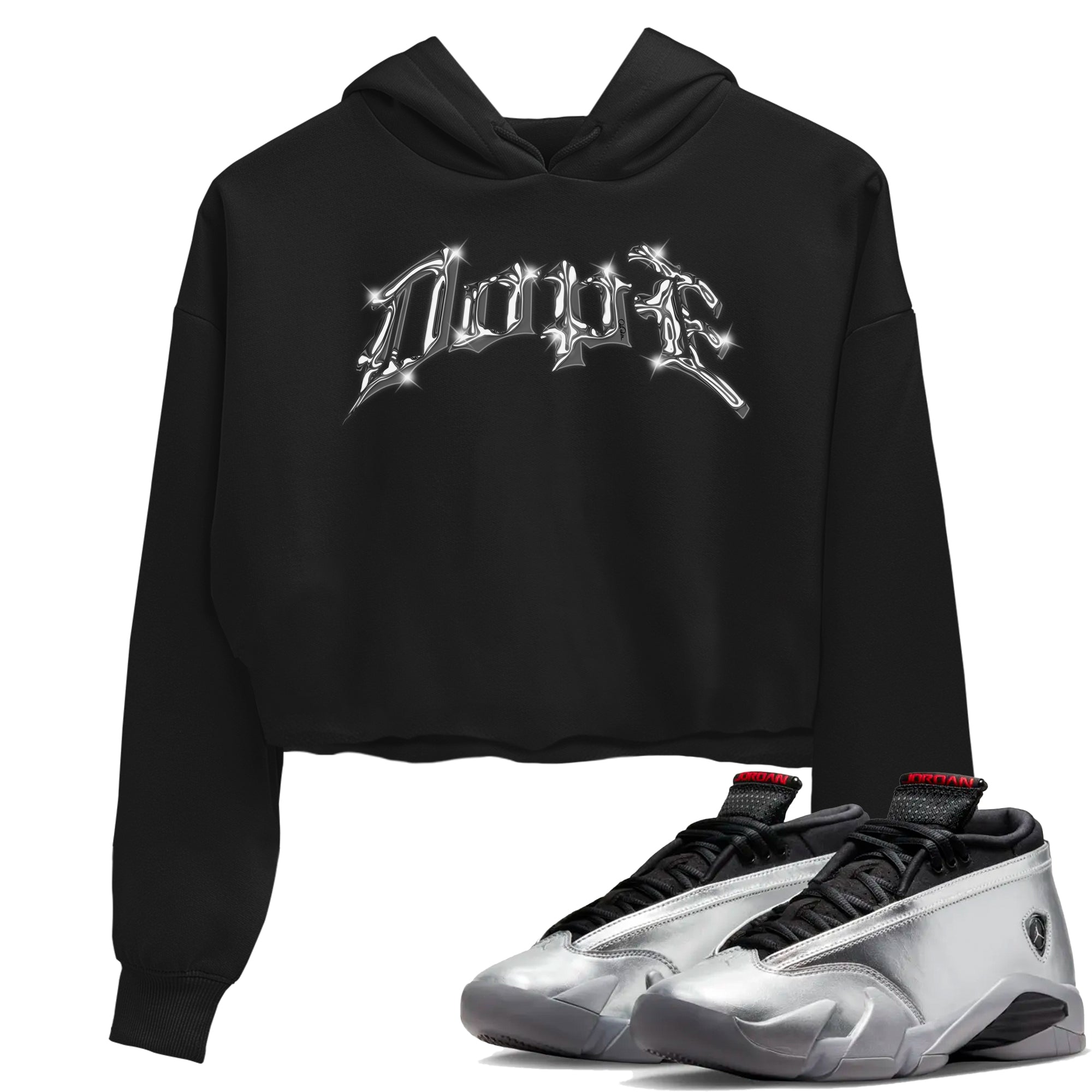 Dope Women's Tops - Air Jordan 14 Metallic Silver