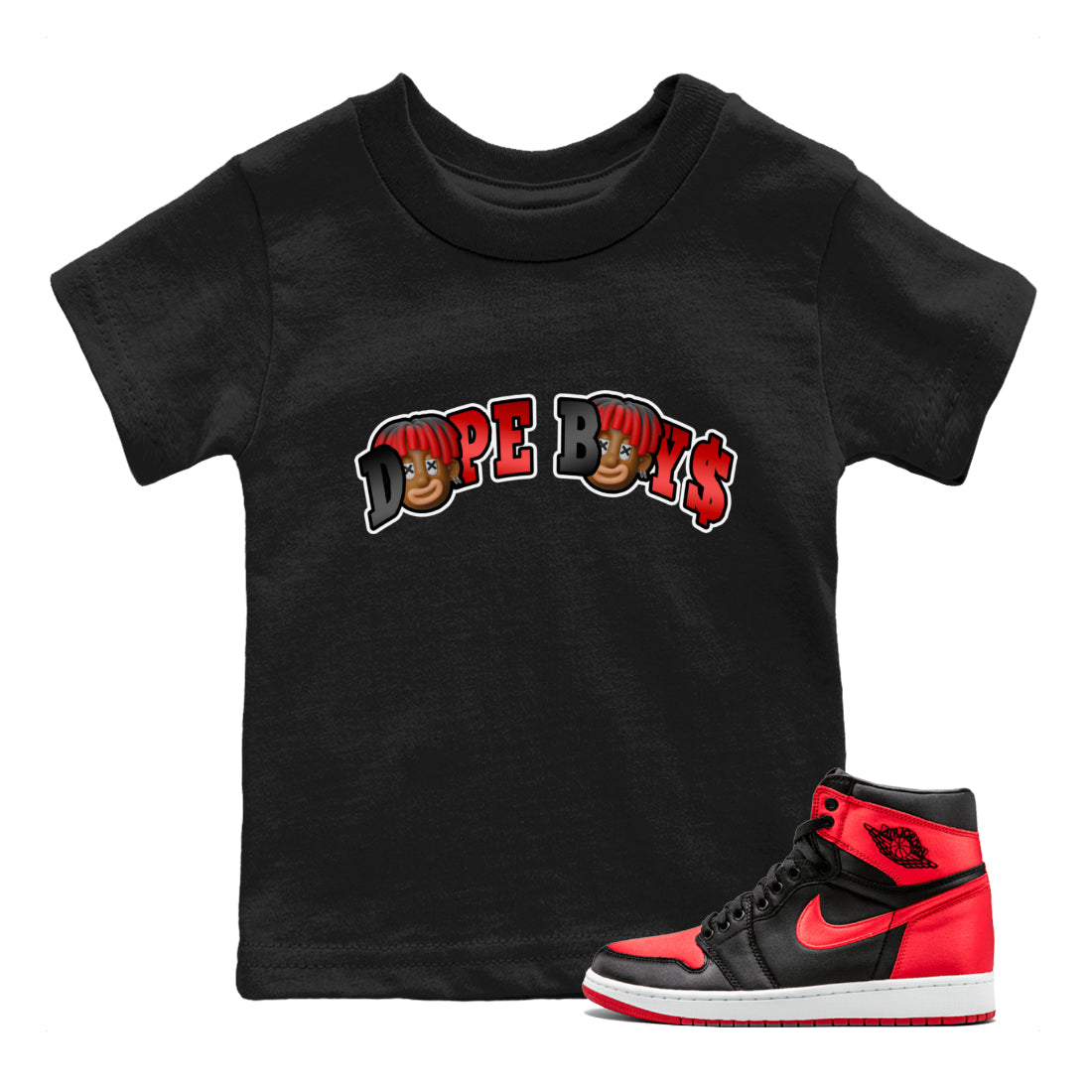 Dope Boys Kids Tops - Air Jordan 1 Satin Bred