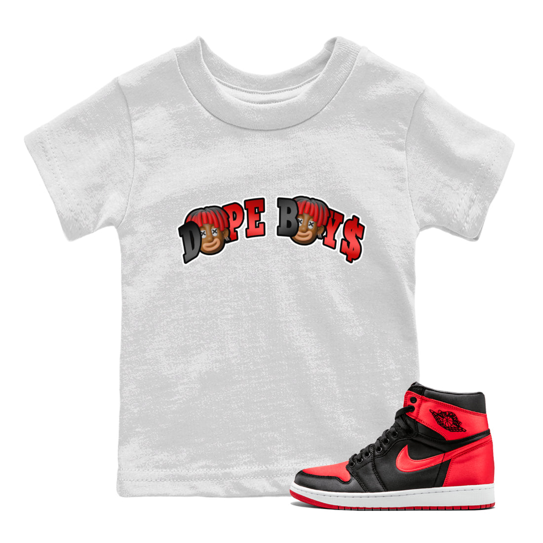 Dope Boys Kids Tops - Air Jordan 1 Satin Bred