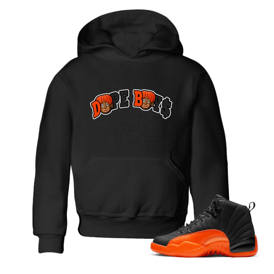 Dope Boys Kids Tops - Air Jordan 12 Brilliant Orange