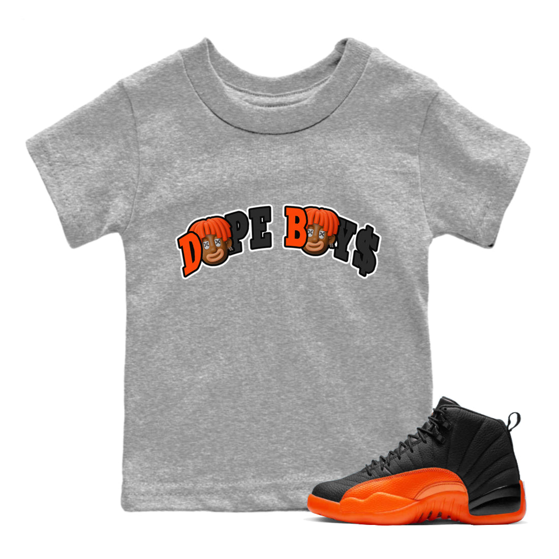 Dope Boys Kids Tops - Air Jordan 12 Brilliant Orange