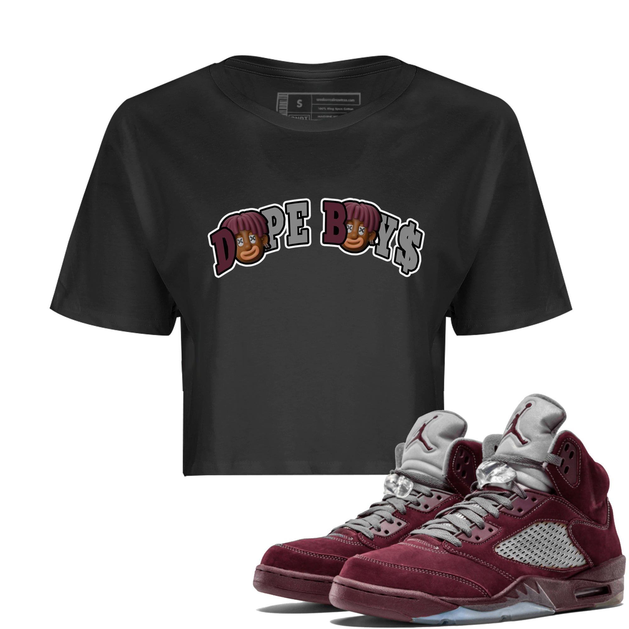 Dope Boys Women's Tops - Air Jordan 5 Burgundy